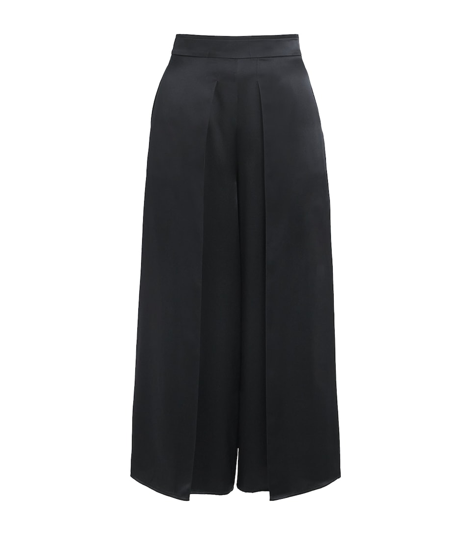 Eleventy Womens Silk Pleated Cropped Trousers Nero