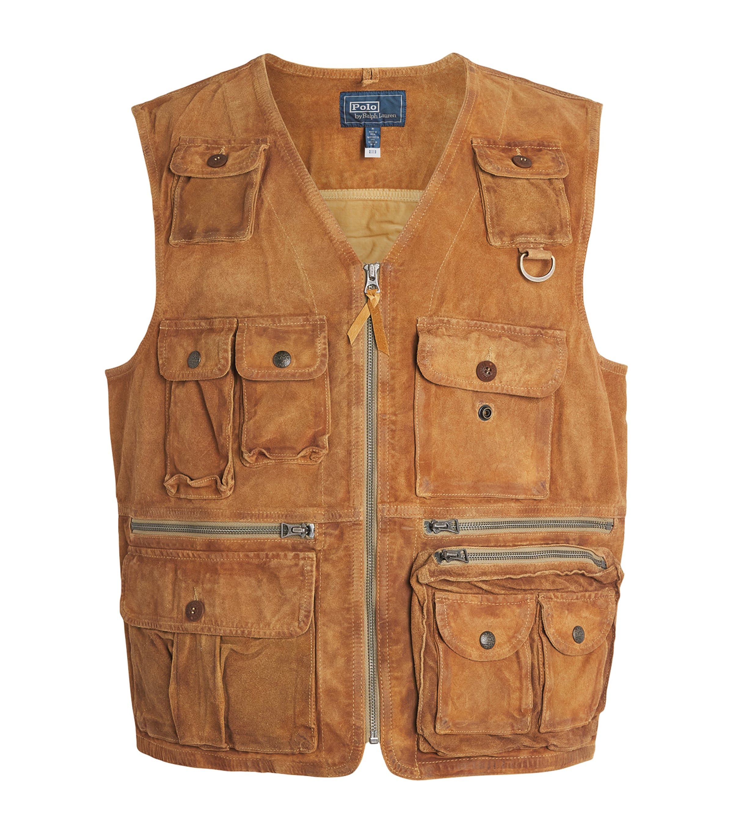 Polo Ralph Lauren Mens Suede Utility Gilet Camel