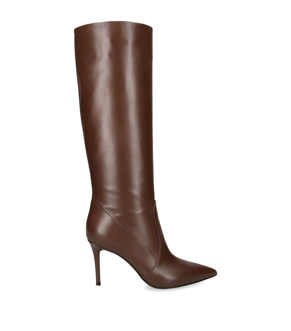 Gianvito Rossi Leather Hansen Vitello Glove Knee-High Boots 45 Brown