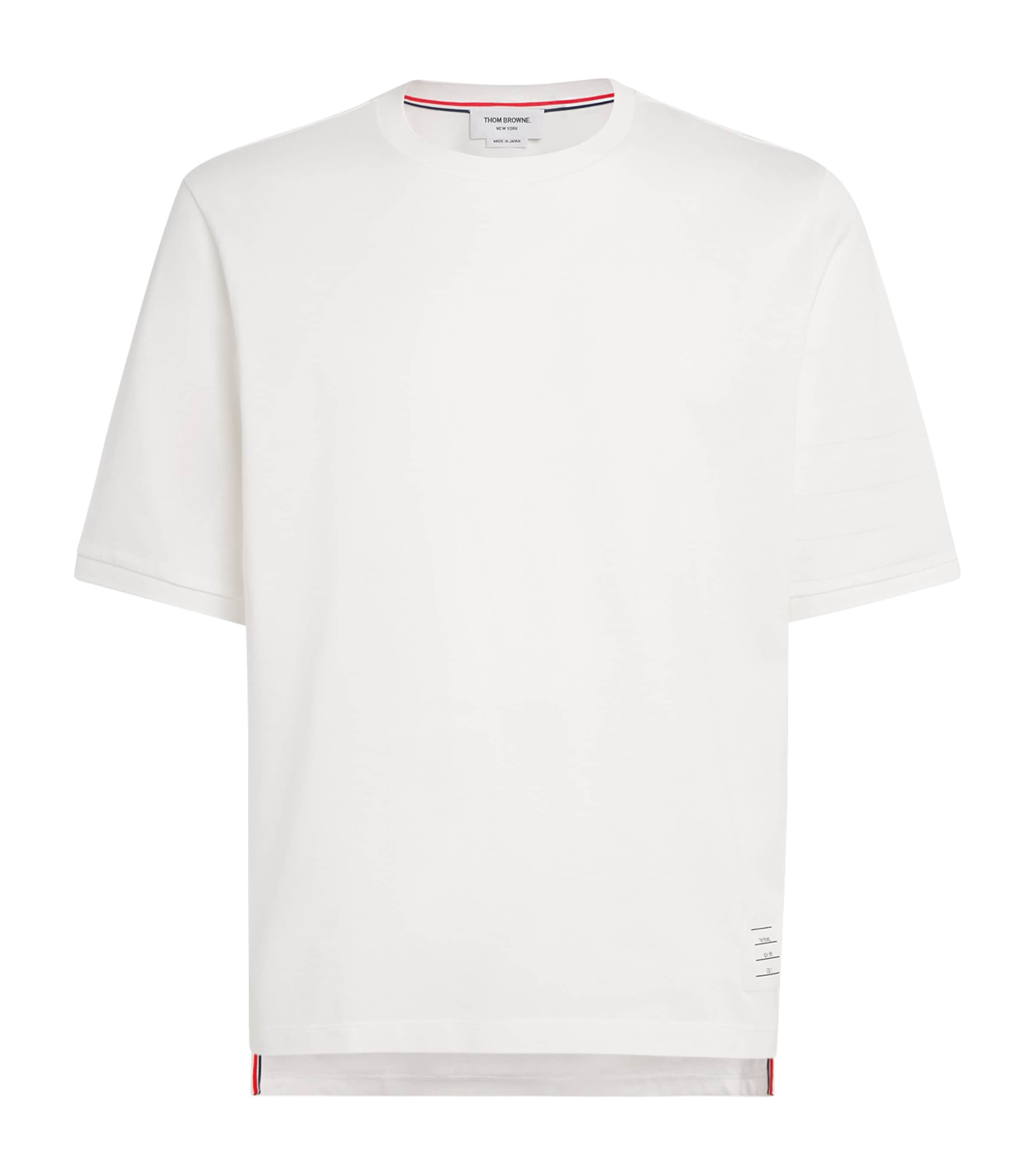 Thom Browne Mens Cotton Milano-Stitch 4-Bar Polo Shirt White