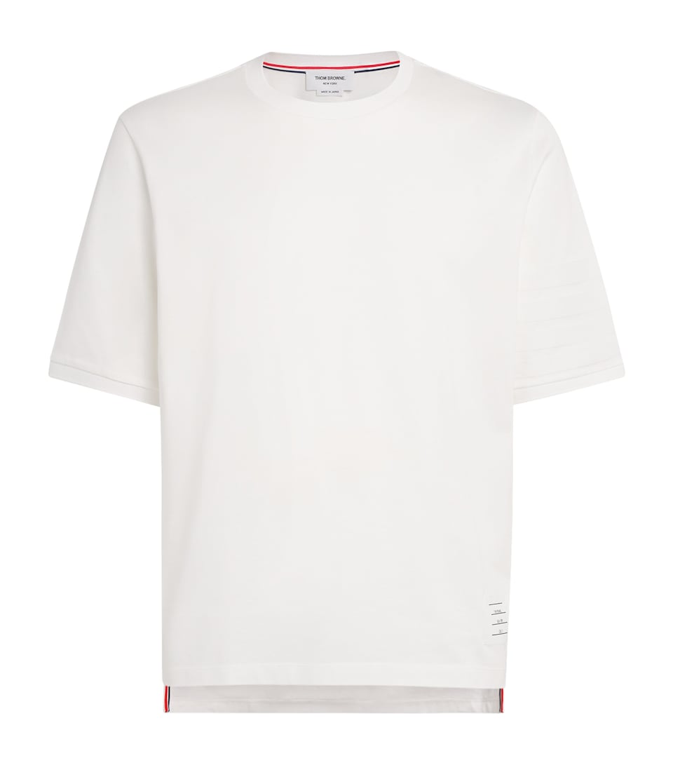 Thom Browne Mens Cotton Milano-Stitch 4-Bar Polo Shirt White
