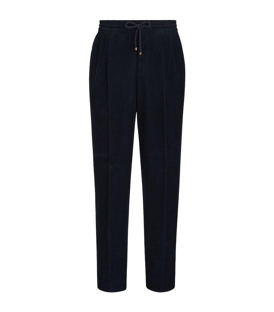 Brunello Cucinelli Mens Cotton Drawstring Trousers Navy