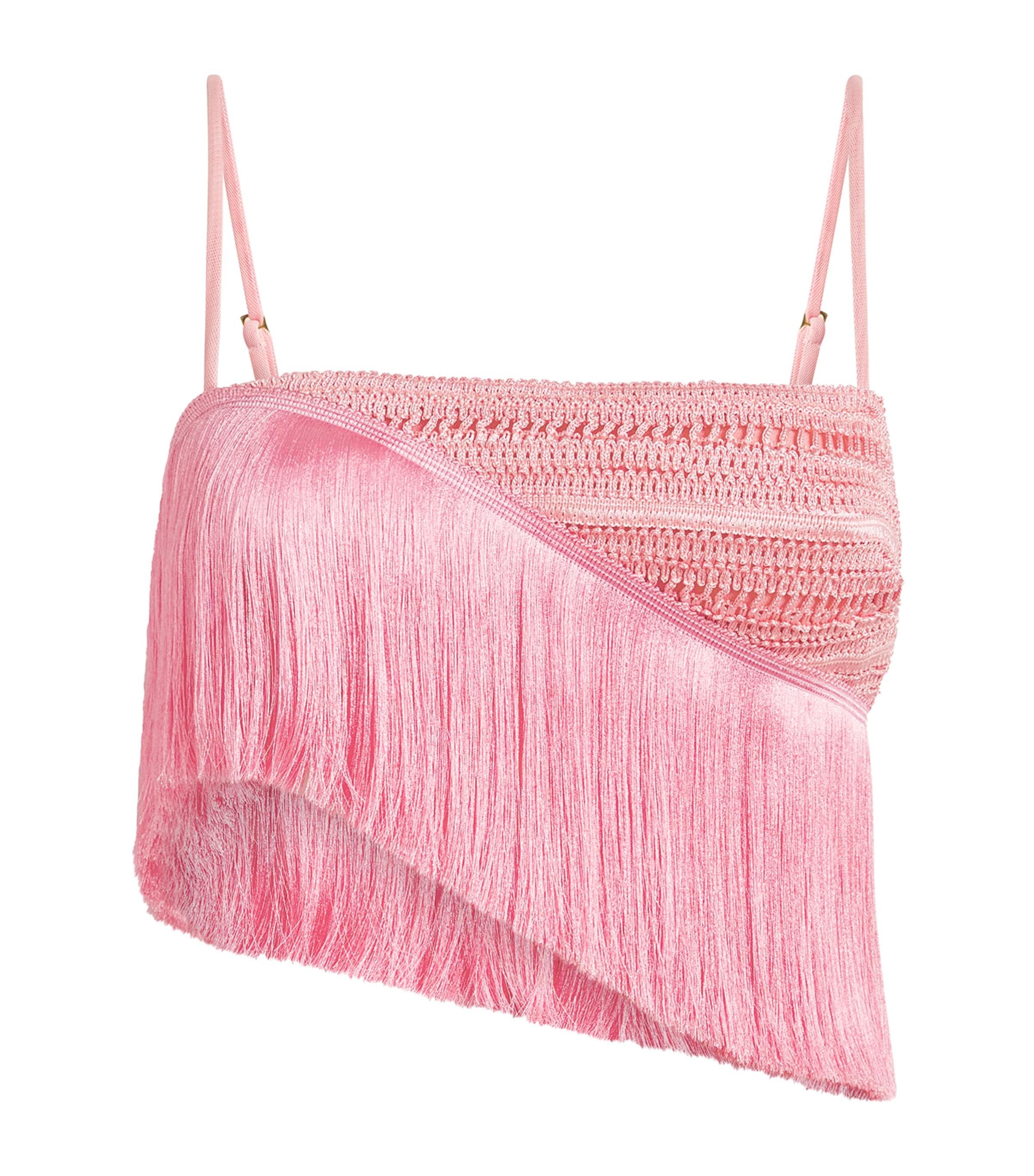 PatBO Womens Fringed Bra Top Pink