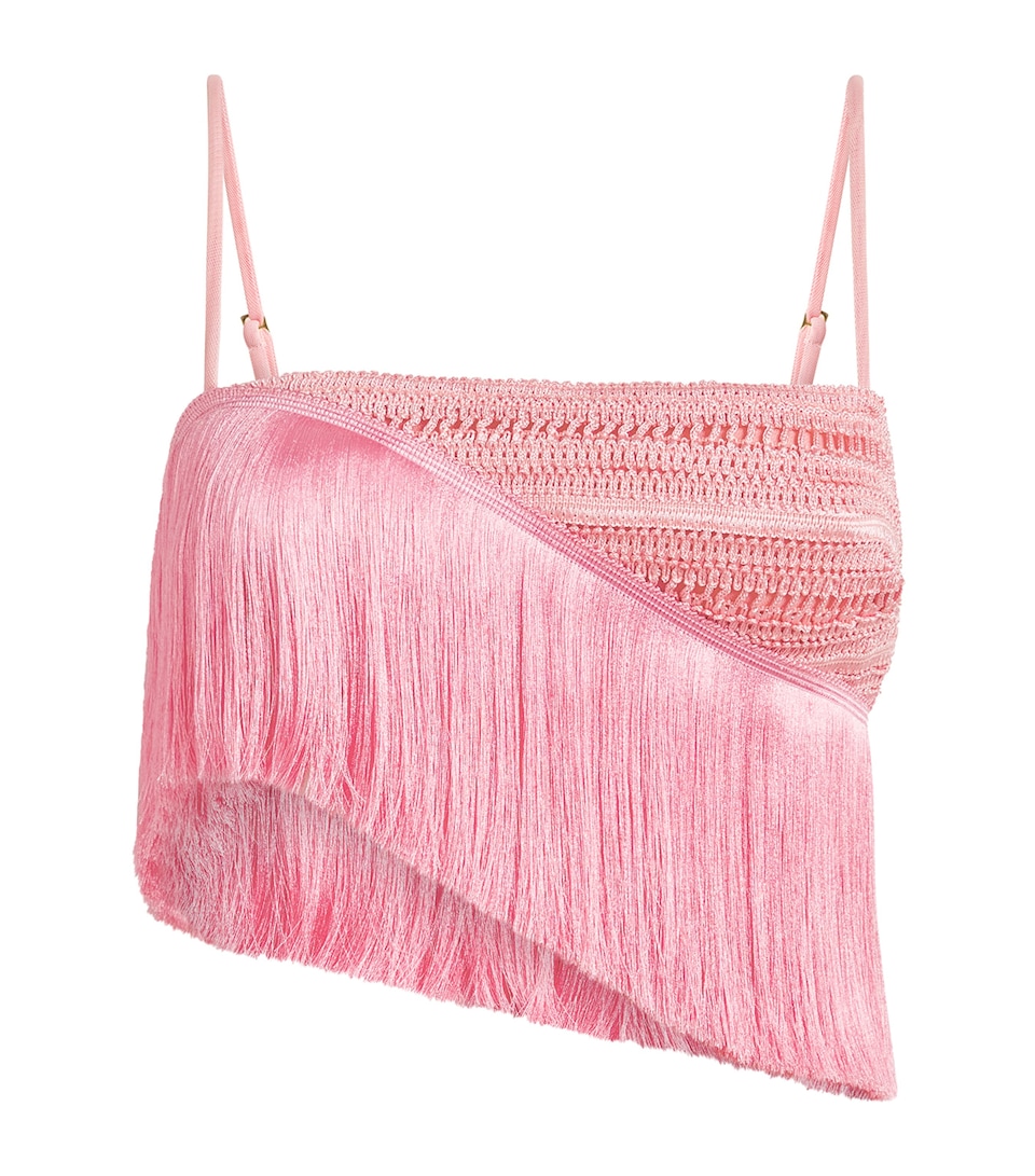 PatBO Womens Fringed Bra Top Pink