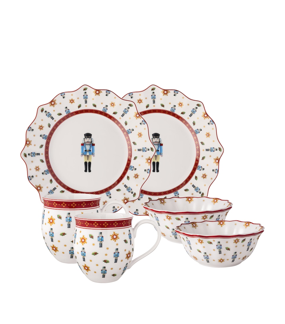 Porcelain Nutcracker Toy's Delight 6-Piece Breakfast Set