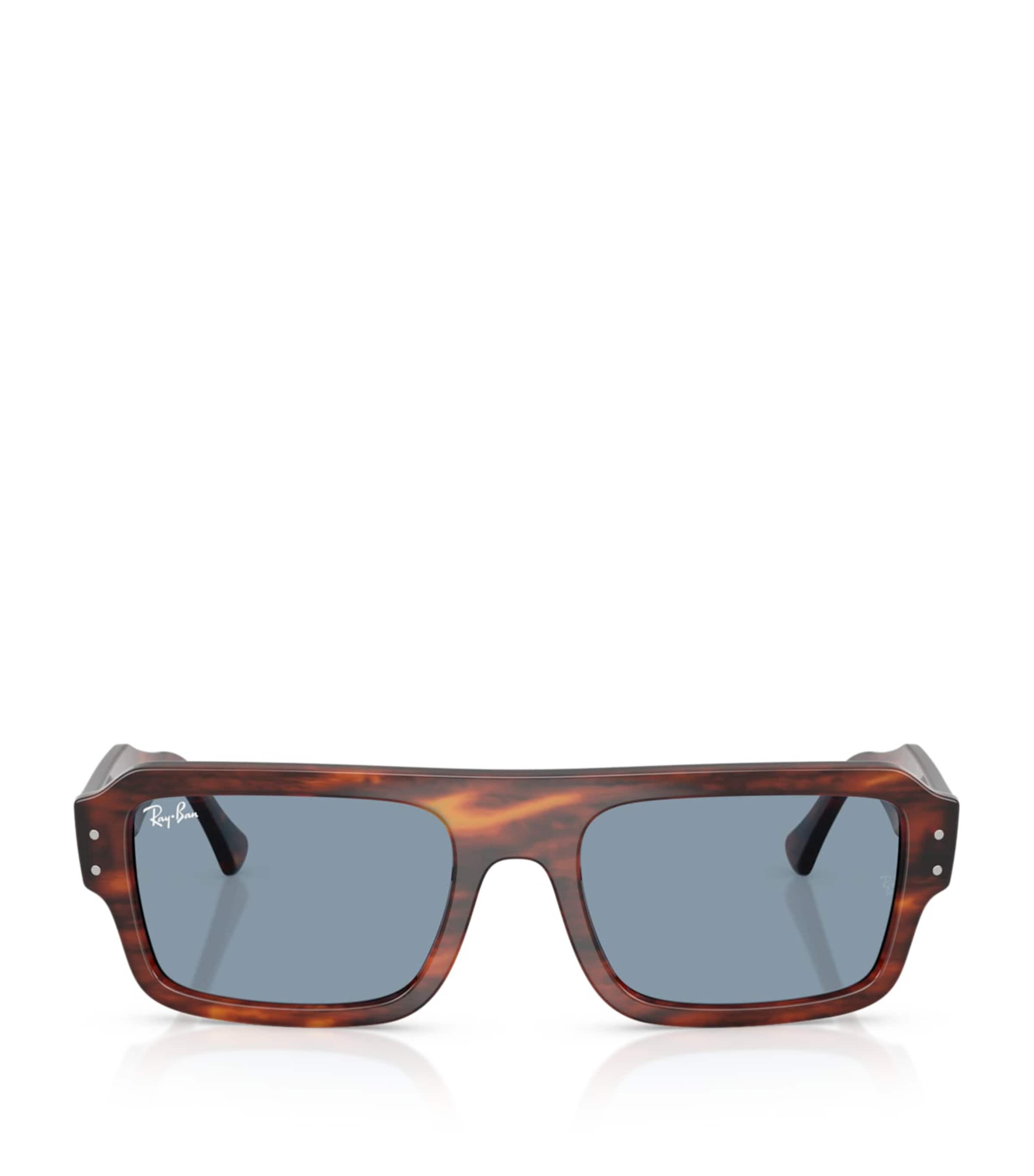 Ray-Ban Tortoiseshell Flacko Rectangular Sunglasses