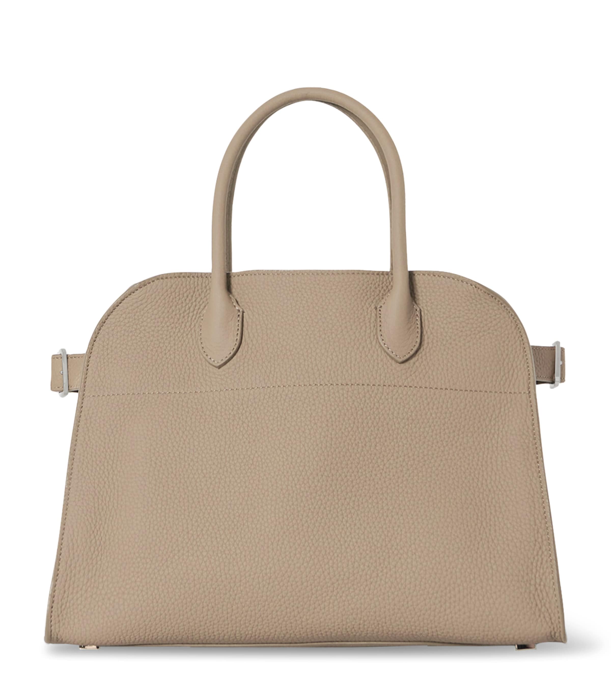 The Row Soft Margaux 12 Leather Top-Handle Bag Dark Taupe Pld