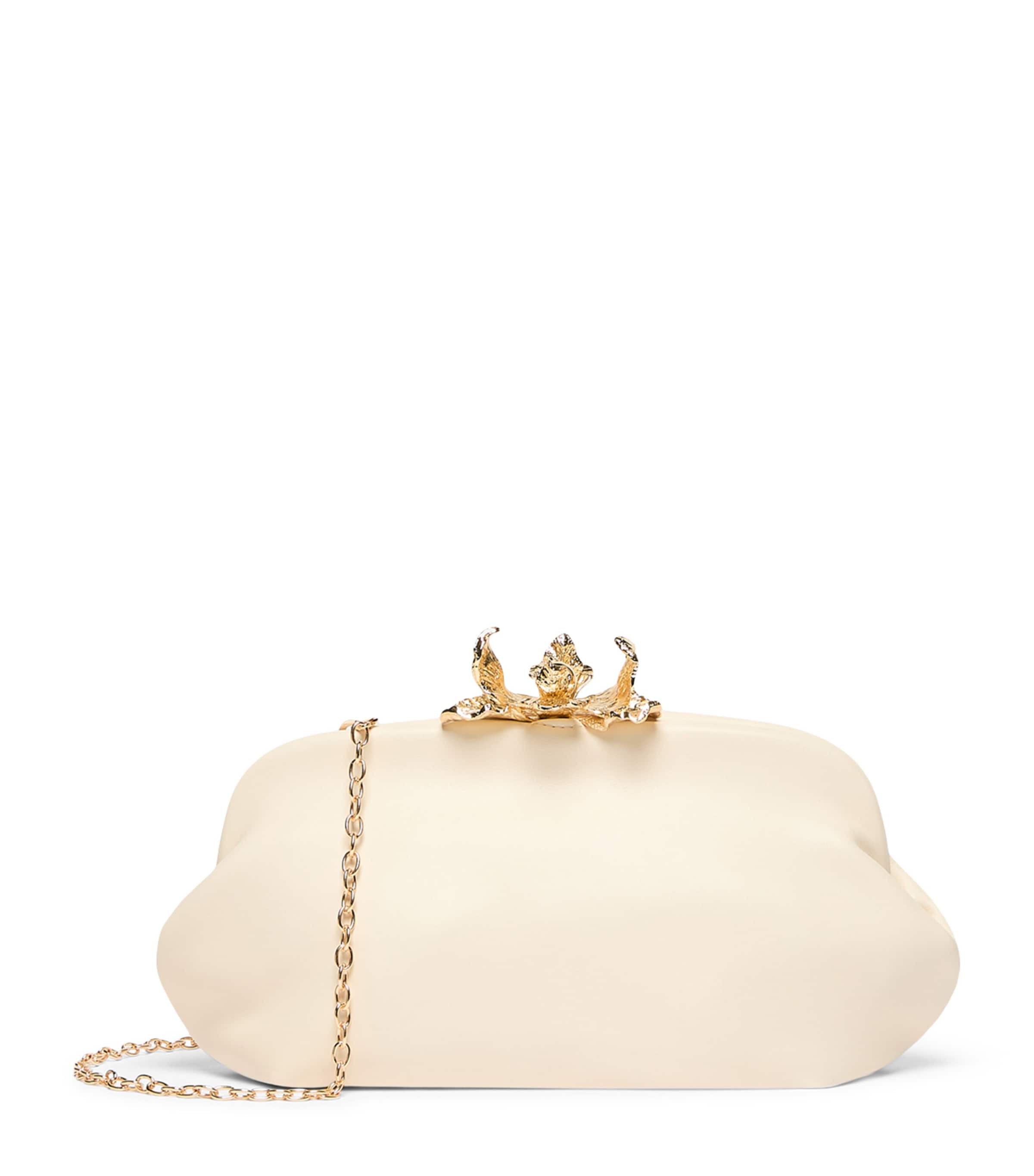 Marella Flower-Clasp Clutch Bag Ivory