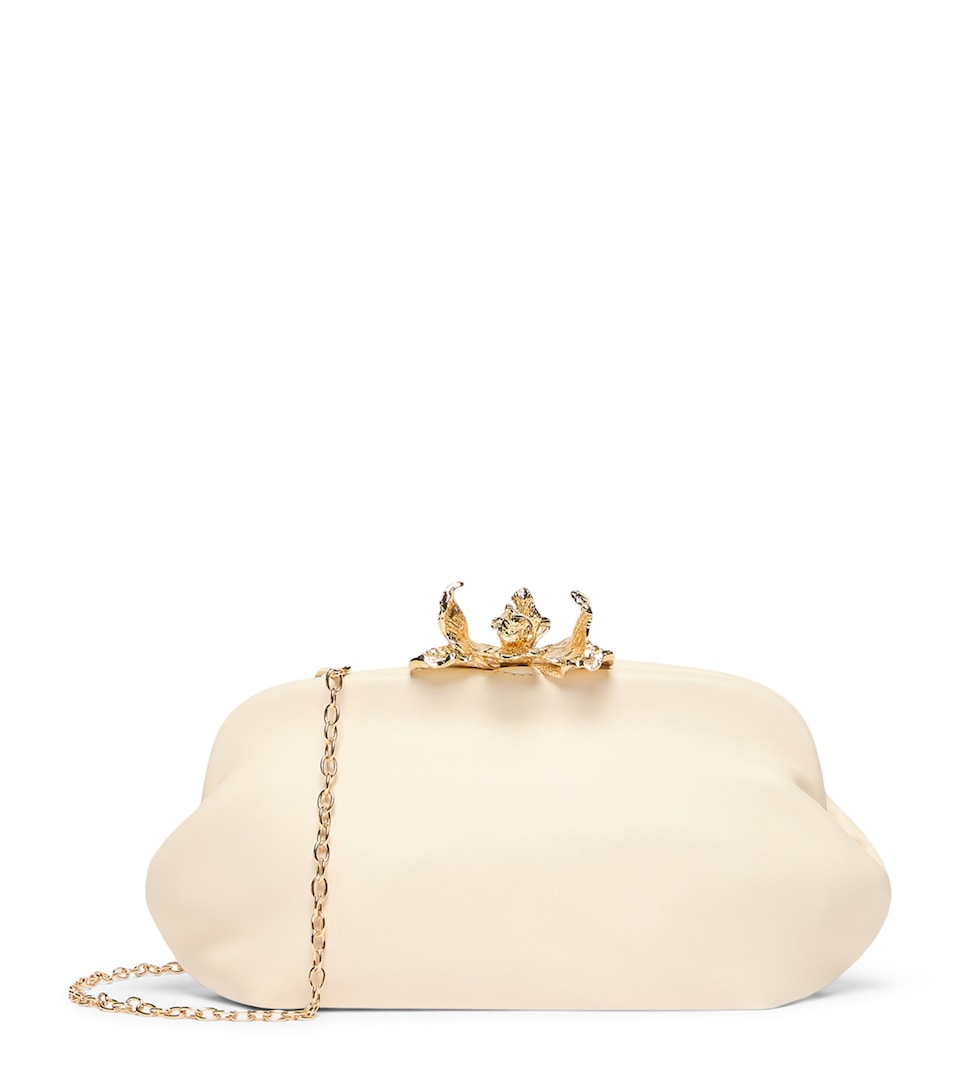 Marella Flower-Clasp Clutch Bag Ivory