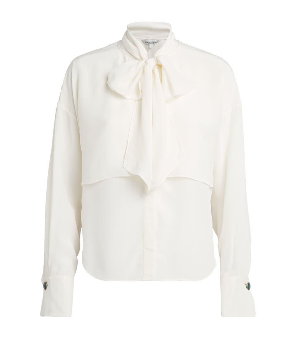 Veronica Beard Womens Scarf-Neck Darlis Blouse Dove