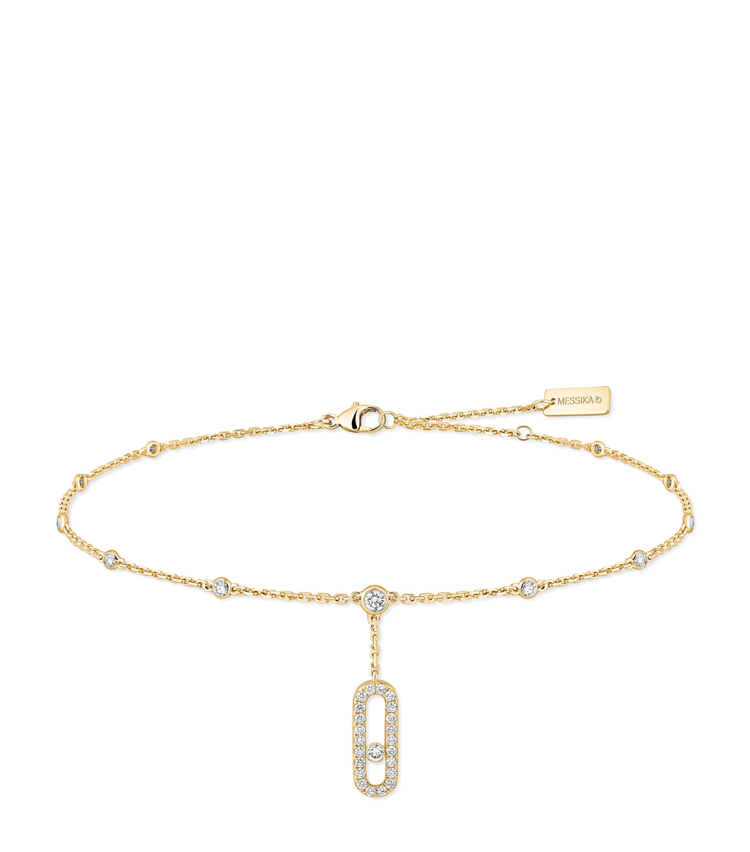 Move Uno Yellow Gold and Pavé White Diamond Anklet (0.35ct)