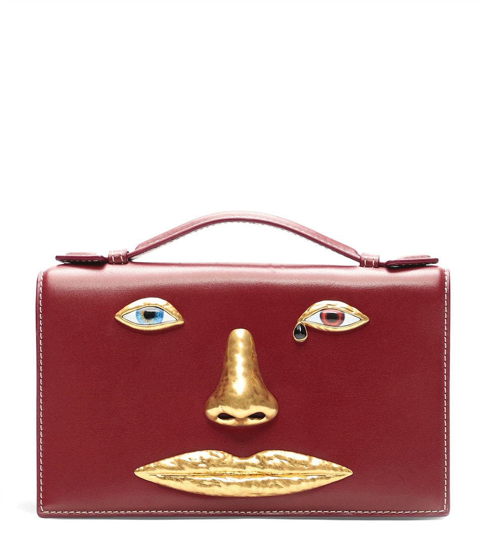 Schiaparelli Face Anatomy Clutch Bag Red