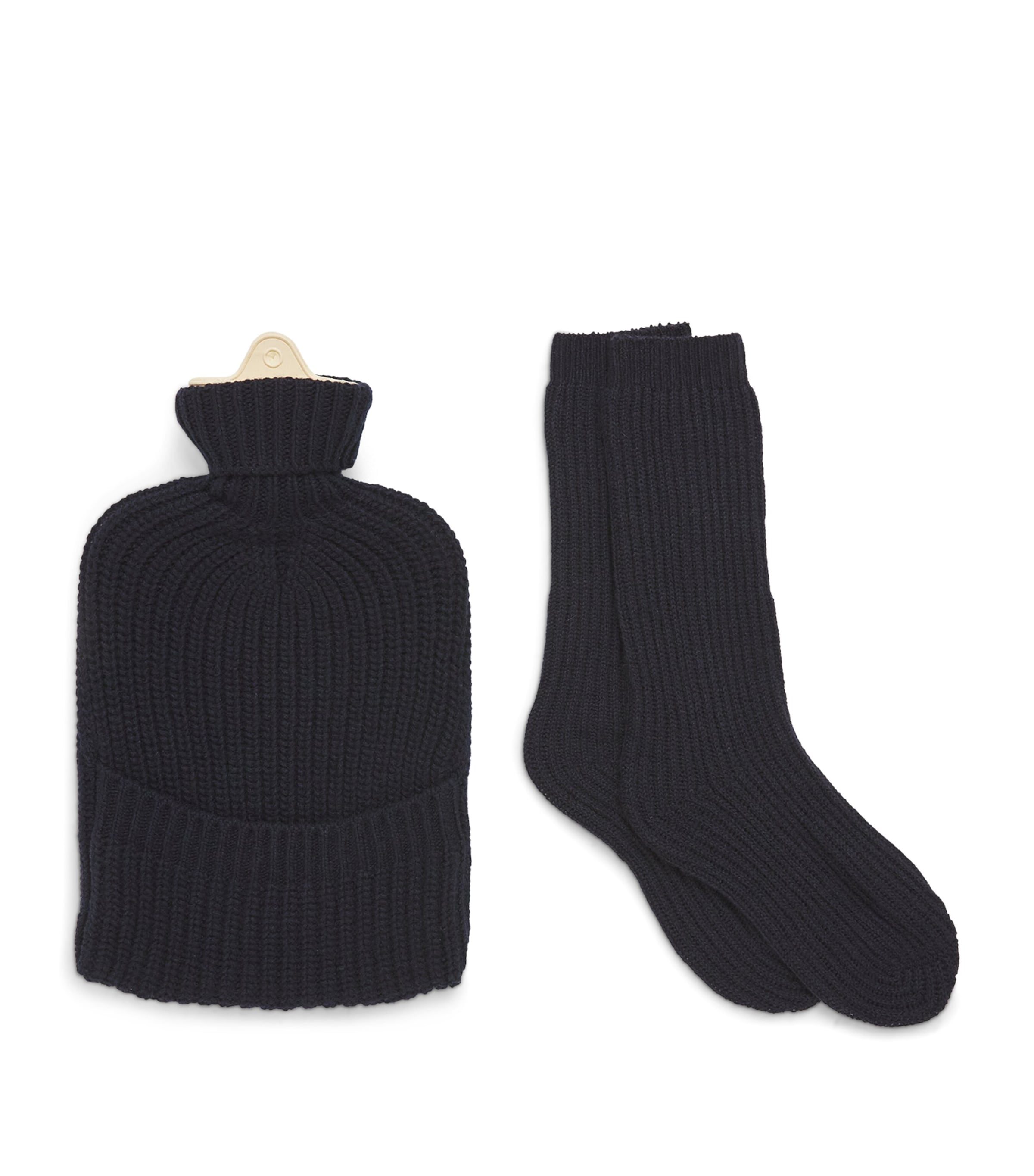Johnstons Of Elgin Mens Cashmere Hot Water Bottle and Socks Gift Set Dark Navy