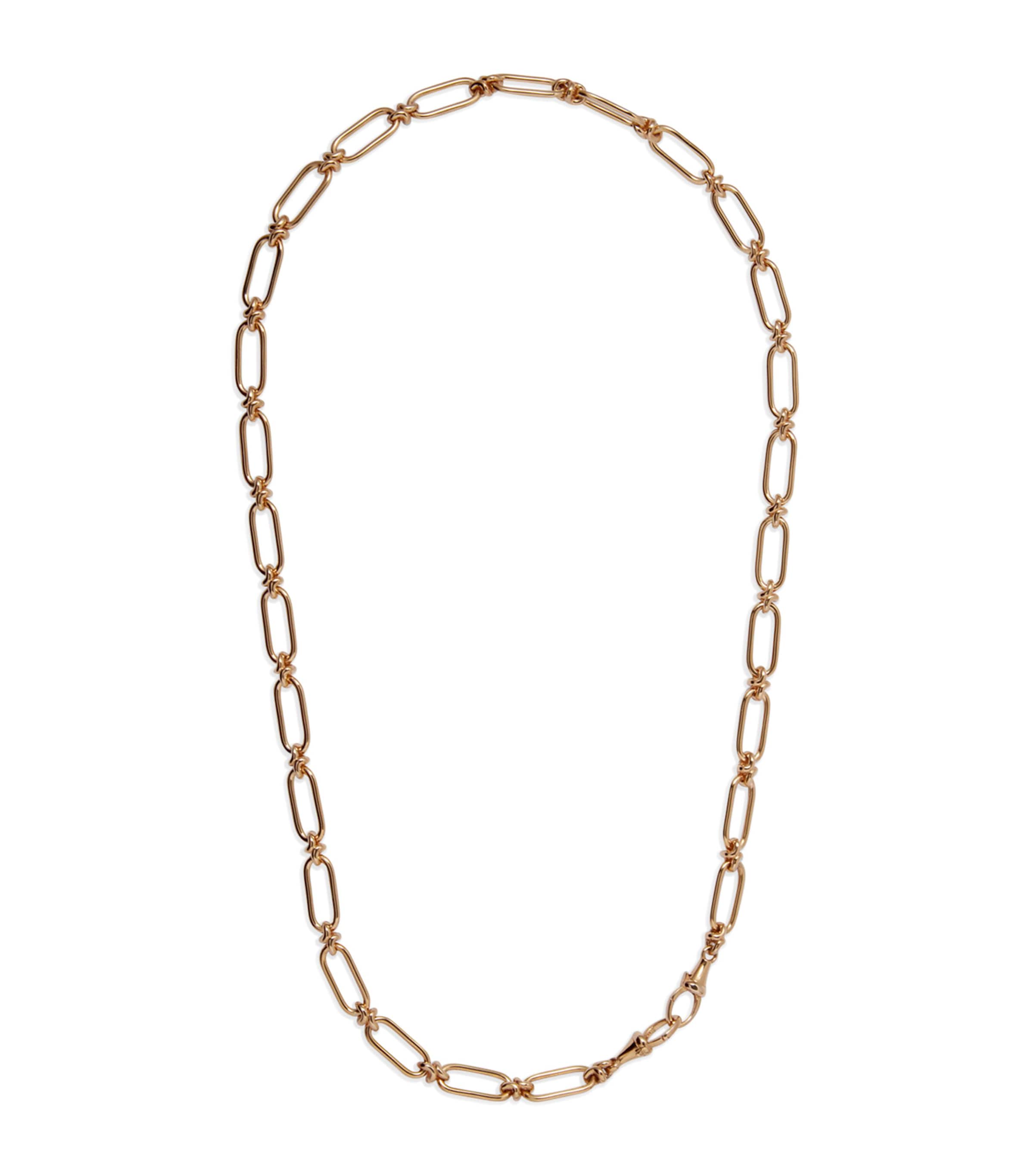 Yellow Gold Knuckle Bold Link Chain Necklace