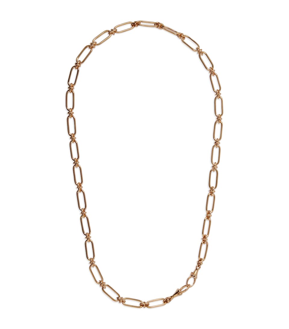 Yellow Gold Knuckle Bold Link Chain Necklace