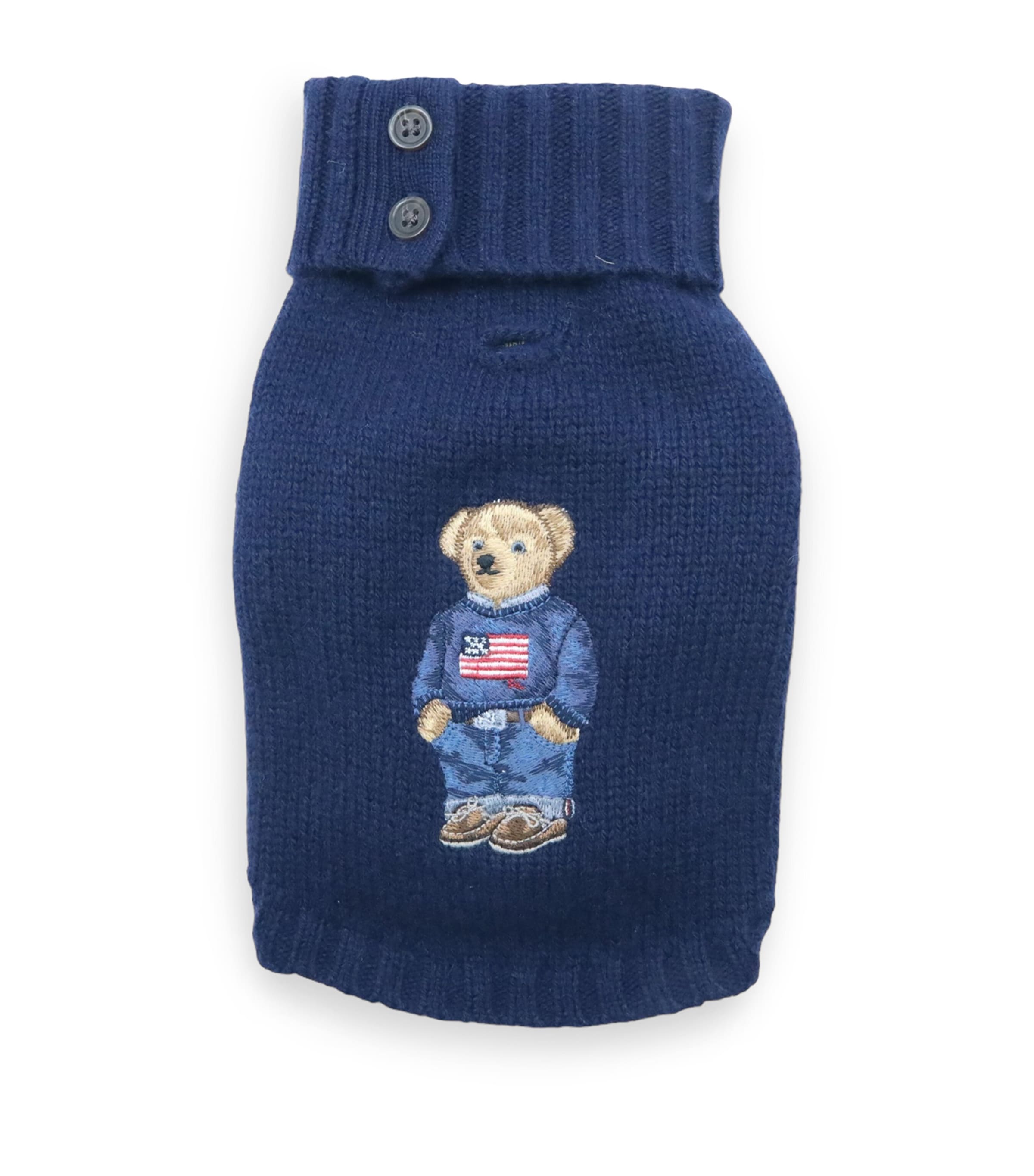 Wool-Cashmere Polo Bear Dog Sweater (M)