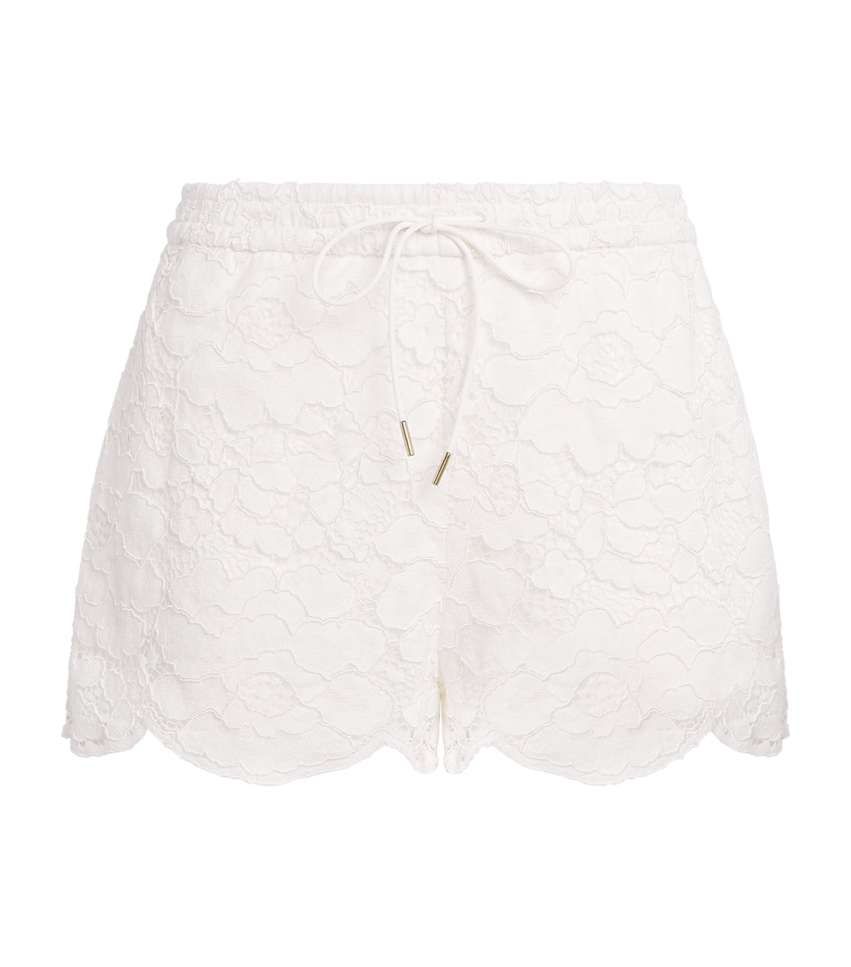 Alice+Olivia Womens Lace Drawstring Kenley Shorts Off White
