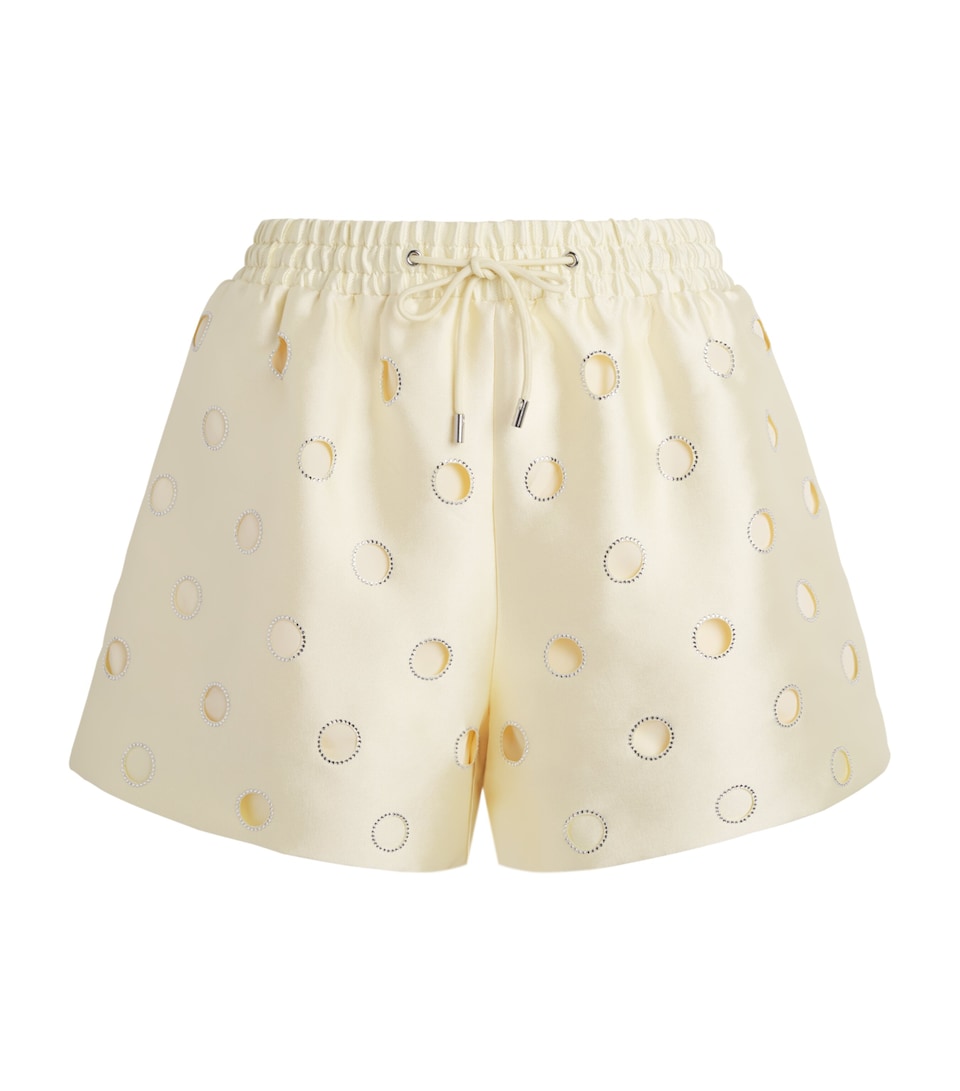 Sandro Paris Womens Rhinestone Cut-Out Shorts Vanilla