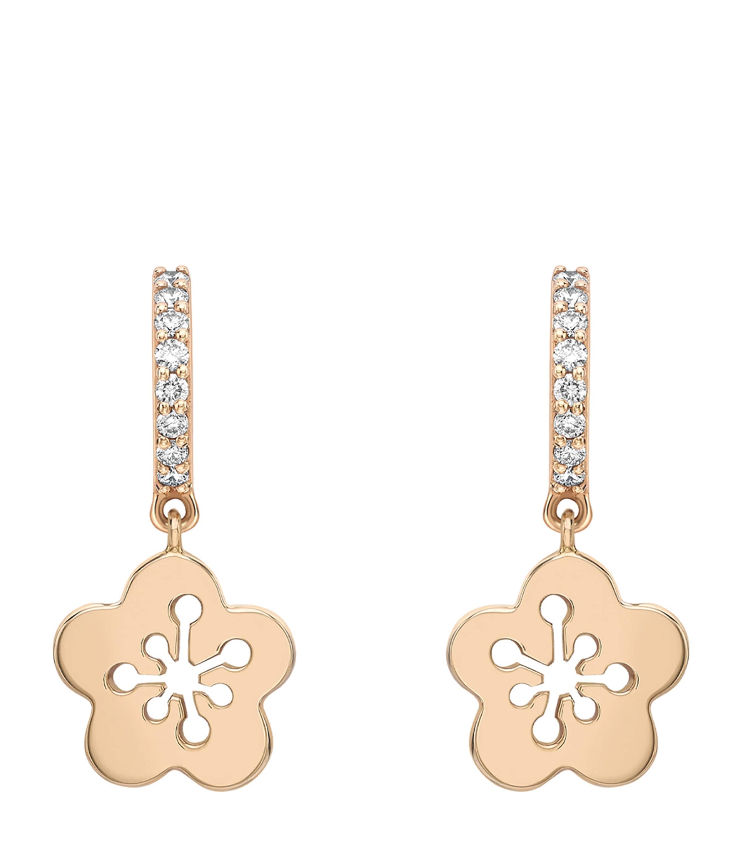Rose Gold and Diamonds Mini Blossom Drop Earrings
