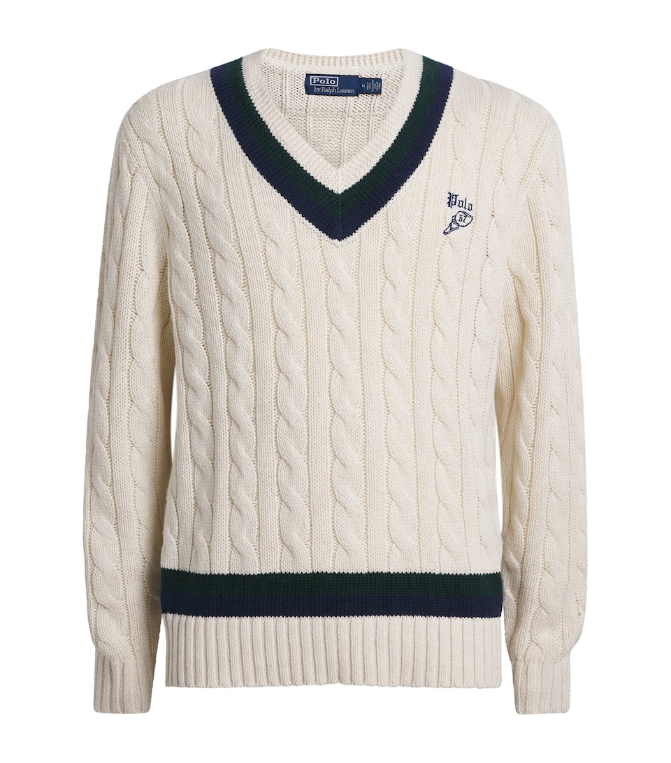 Polo Ralph Lauren Mens Cotton-Blend V-Neck Sweater Natural