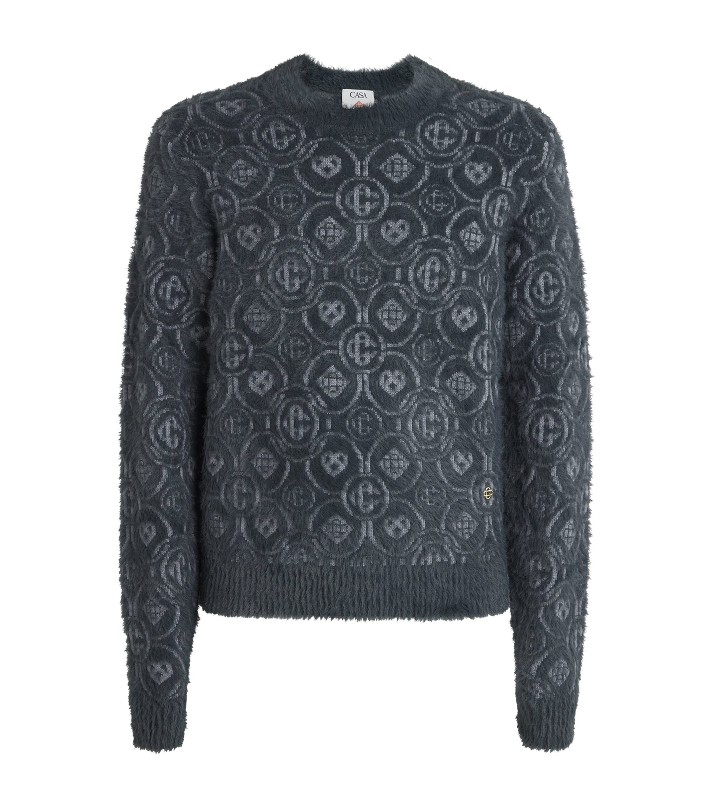 Wool-Blend Fluffy Monogram Sweater