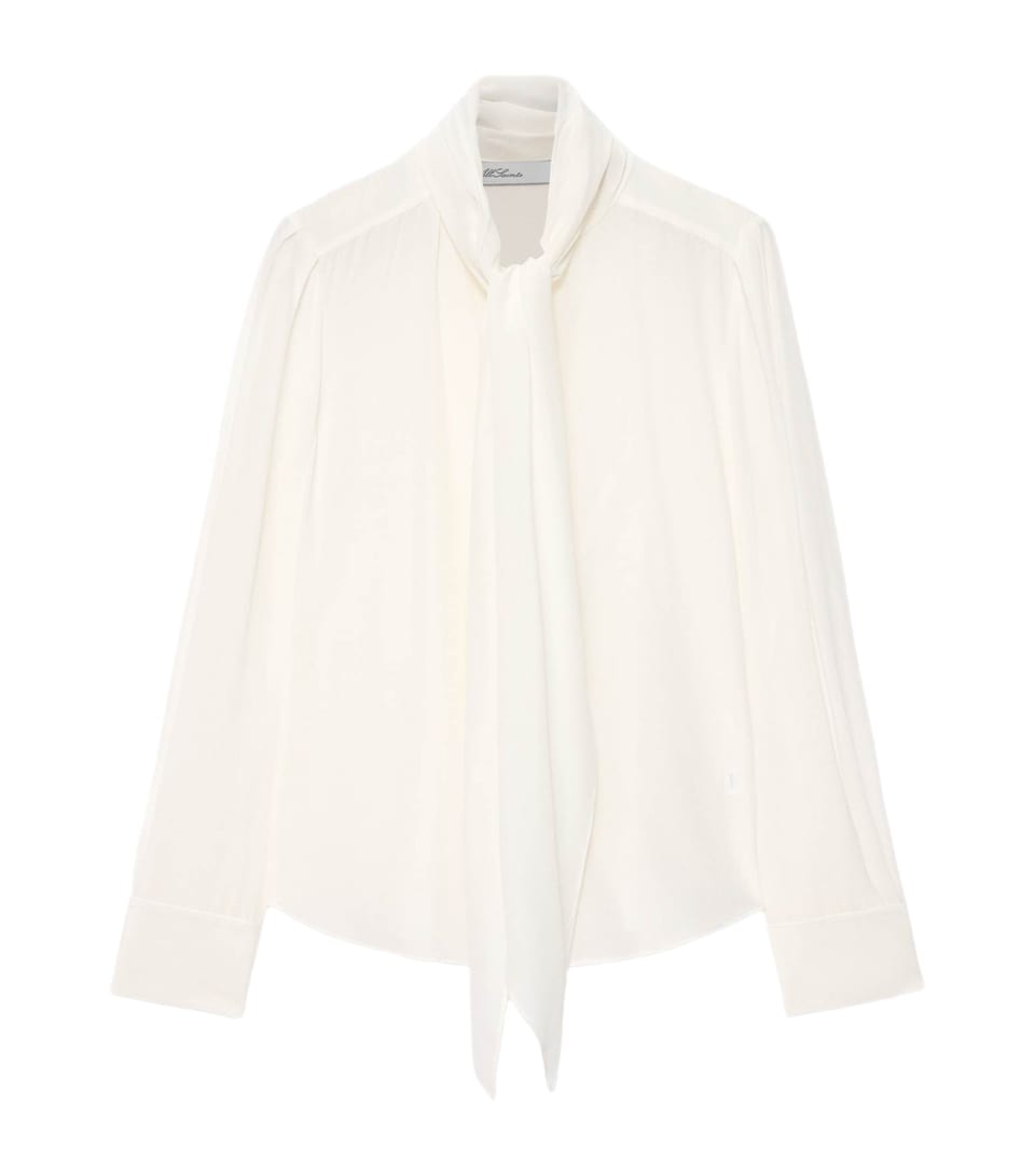 AllSaints Womens Silk Tie-Detail Iris Shirt White