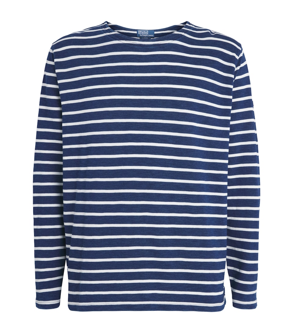 Polo Ralph Lauren Mens Cotton Stripe Long-Sleeve T-Shirt Dark Indigo/greige