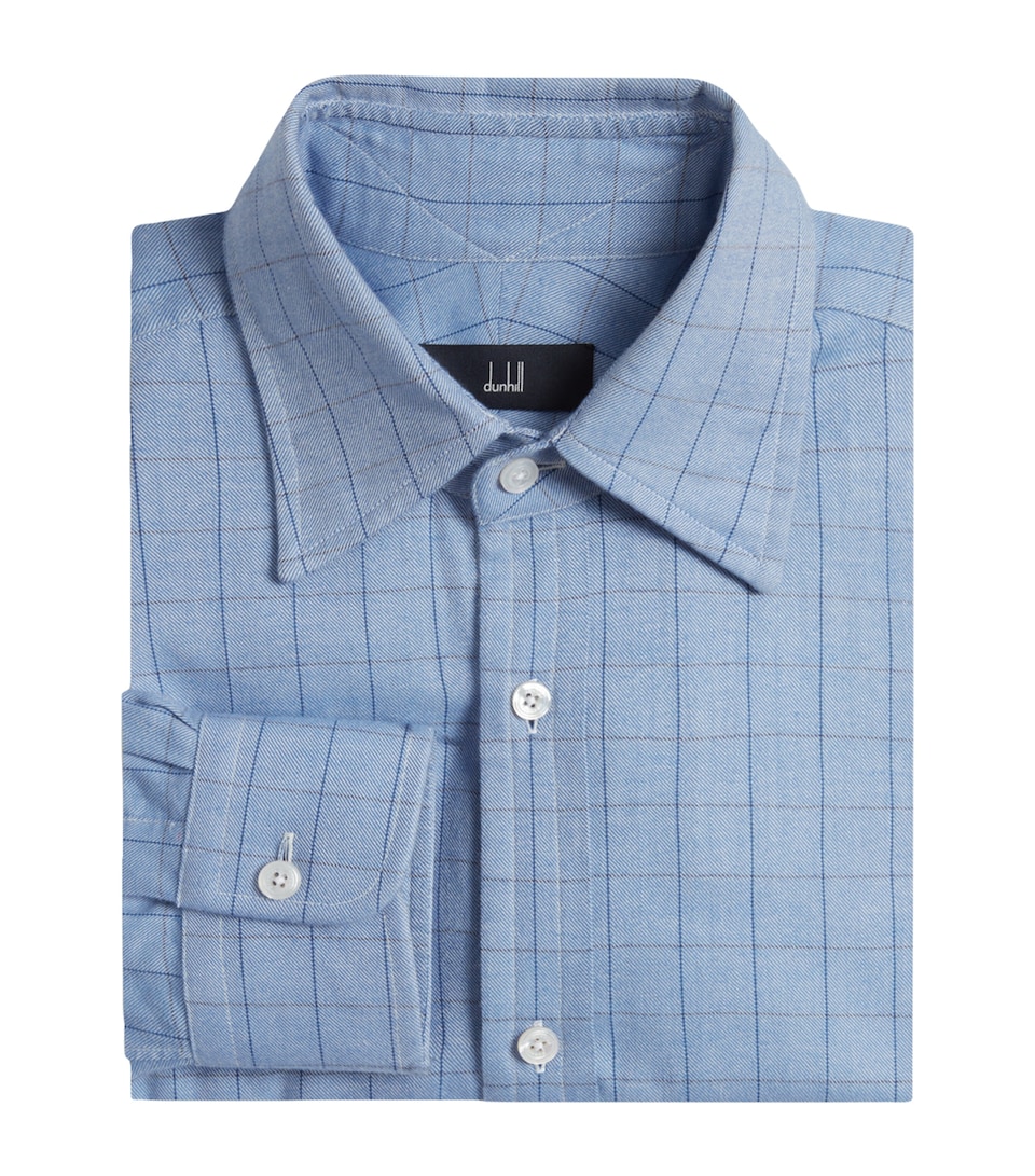Cotton-Cashmere Tattersall Check Dress Shirt