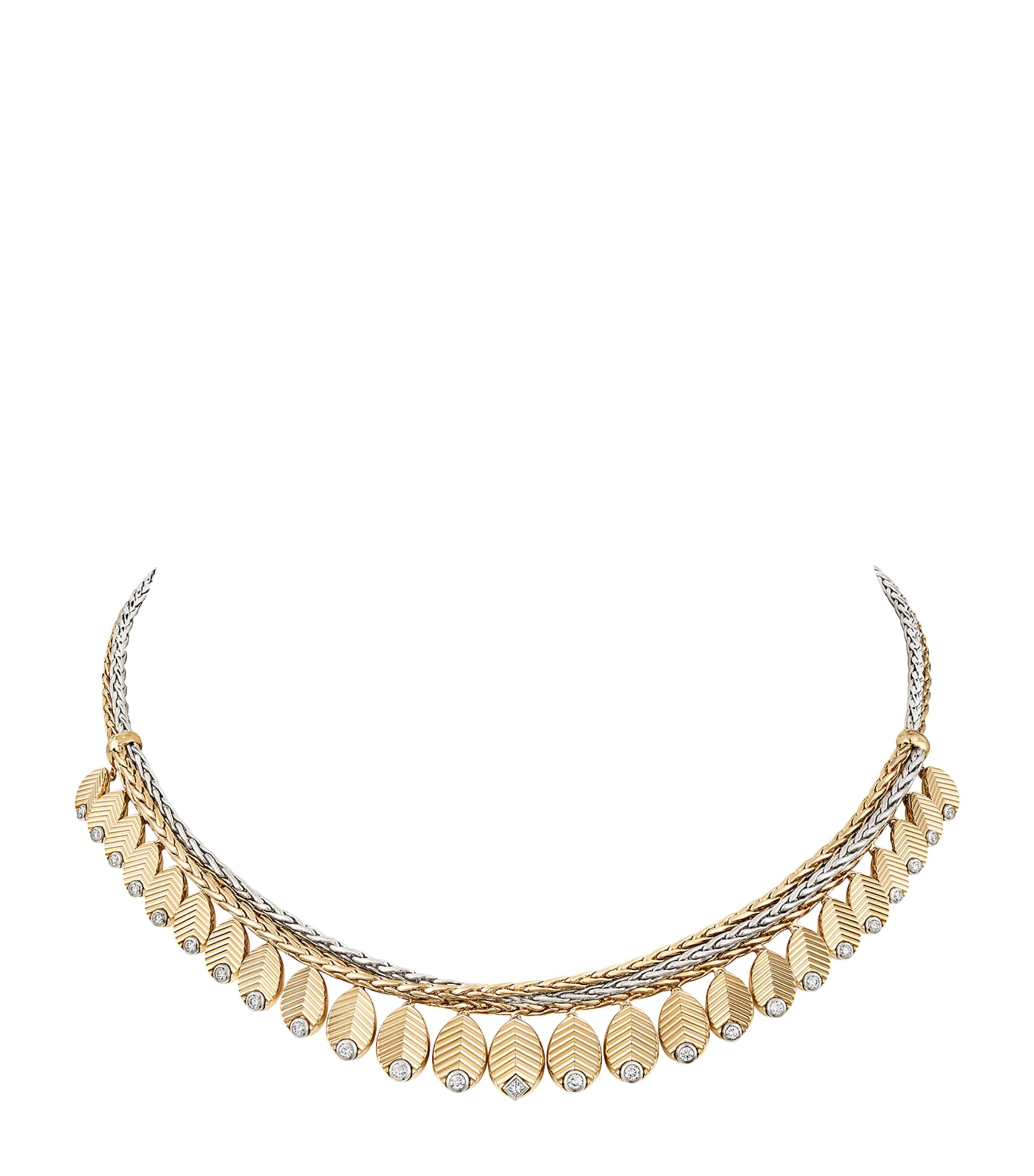 Yellow Gold, White Gold and Diamond Grain de Café Necklace