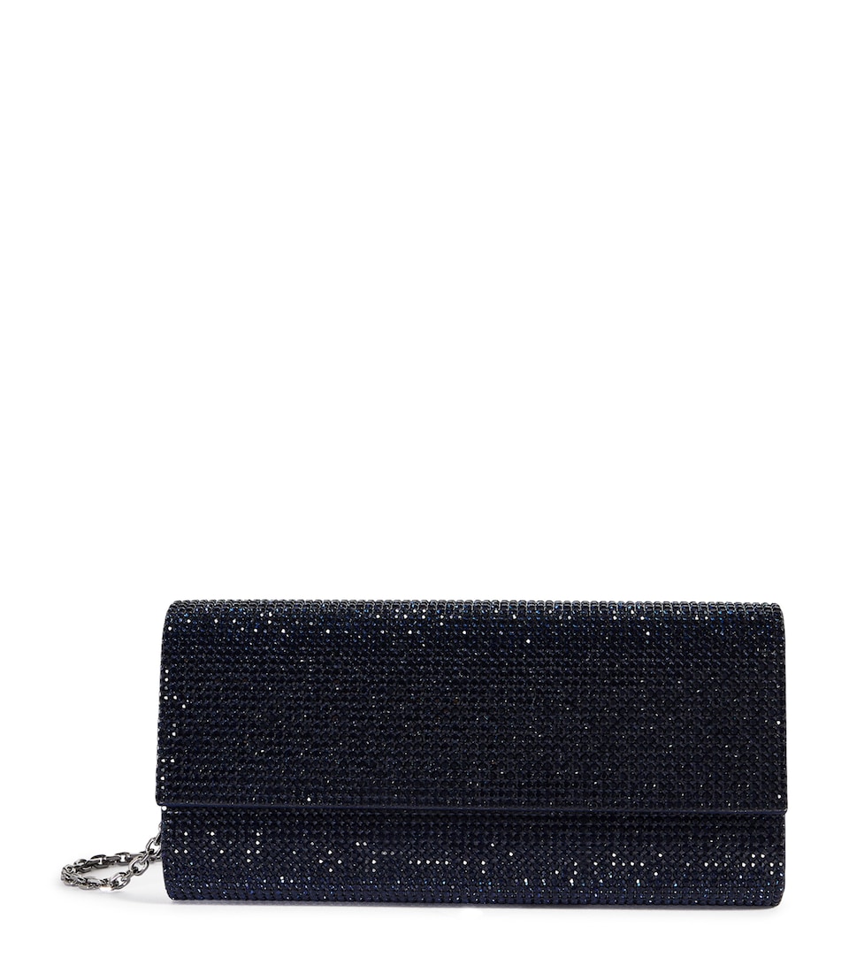 Satin Crystal-Embellished Perry Clutch Bag