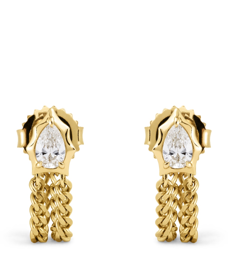 Jade Trau Yellow Gold and Diamond Envoy Chain Loop Earrings Yellow Gold