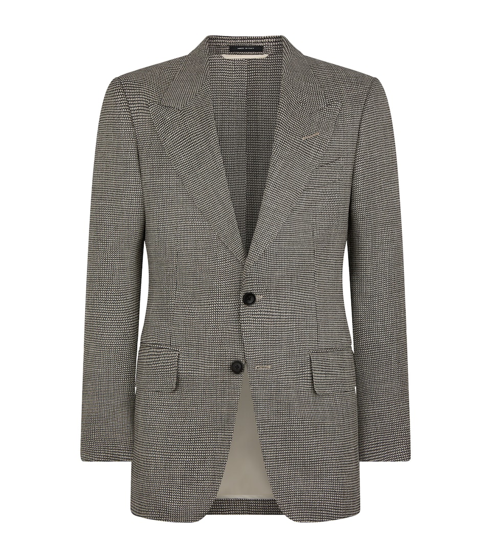 Virgin Wool-Blend Houndstooth Shelton Blazer