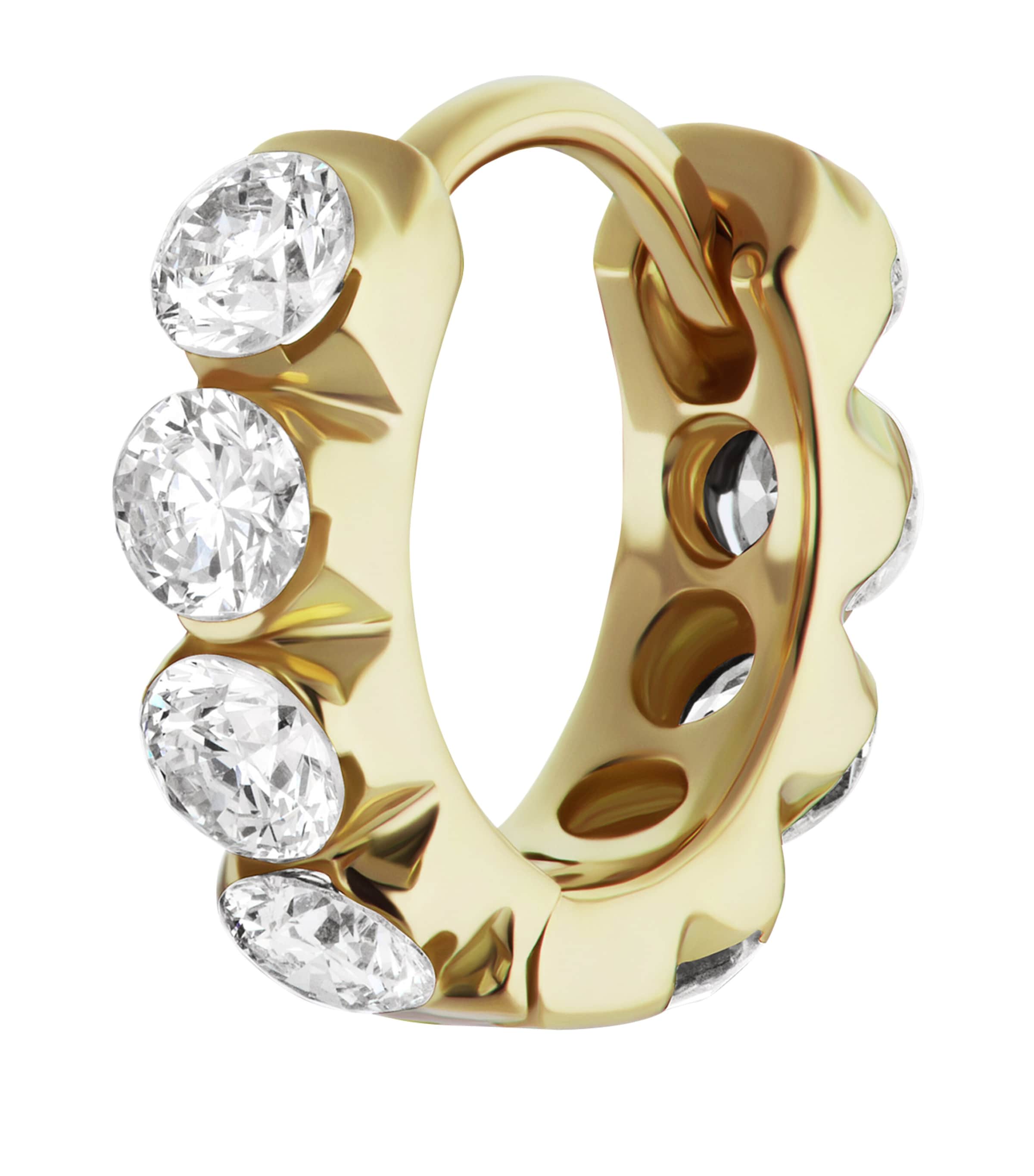 Yellow Gold Invisible Set Large Diamond Eternity Hoop Earring (6.5mm)