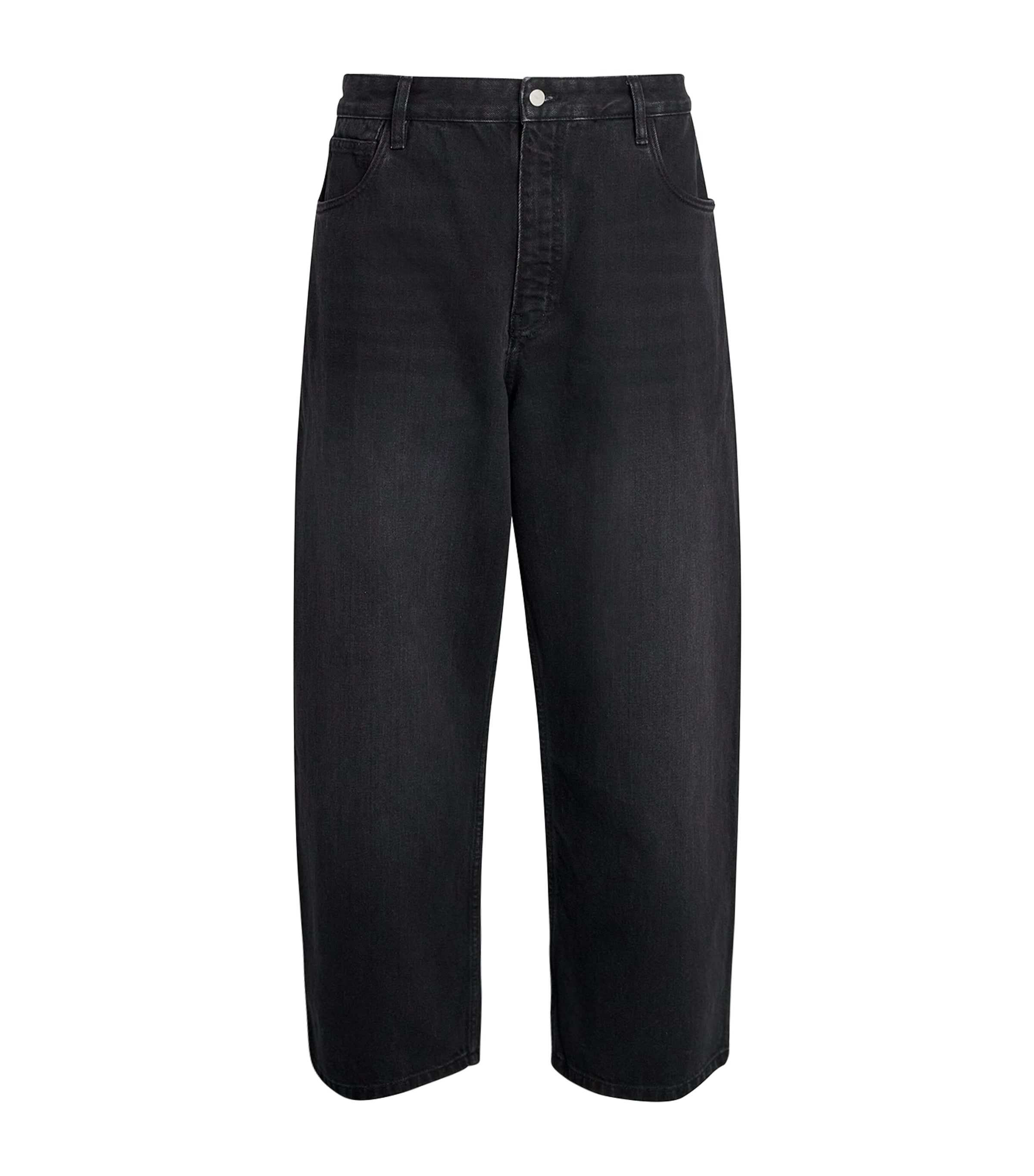 Studio Nicholson Mens Barrel-Leg Jeans Washed Black