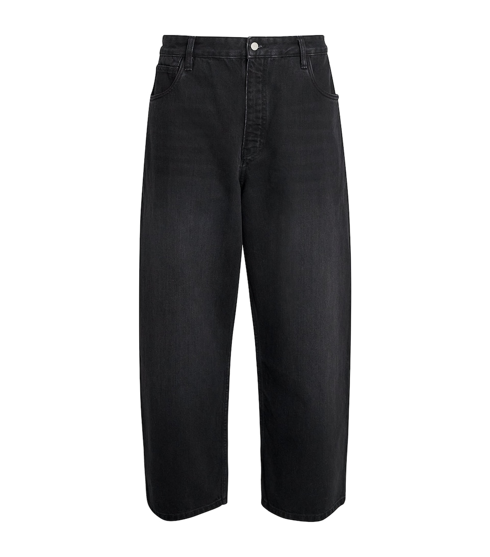 Studio Nicholson Mens Barrel-Leg Jeans Washed Black