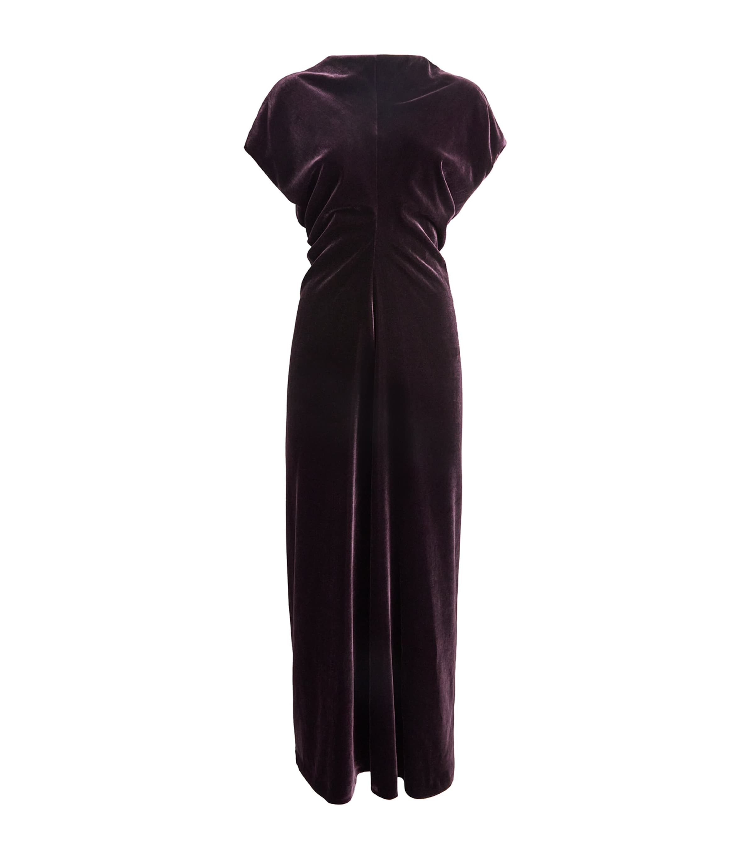 Agnona Womens Velvet Gathered Midi Dress Brgndy