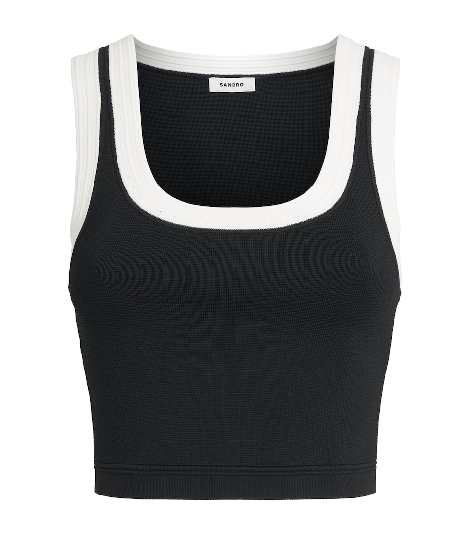 Sandro Paris Womens Knitted Tank Top Black