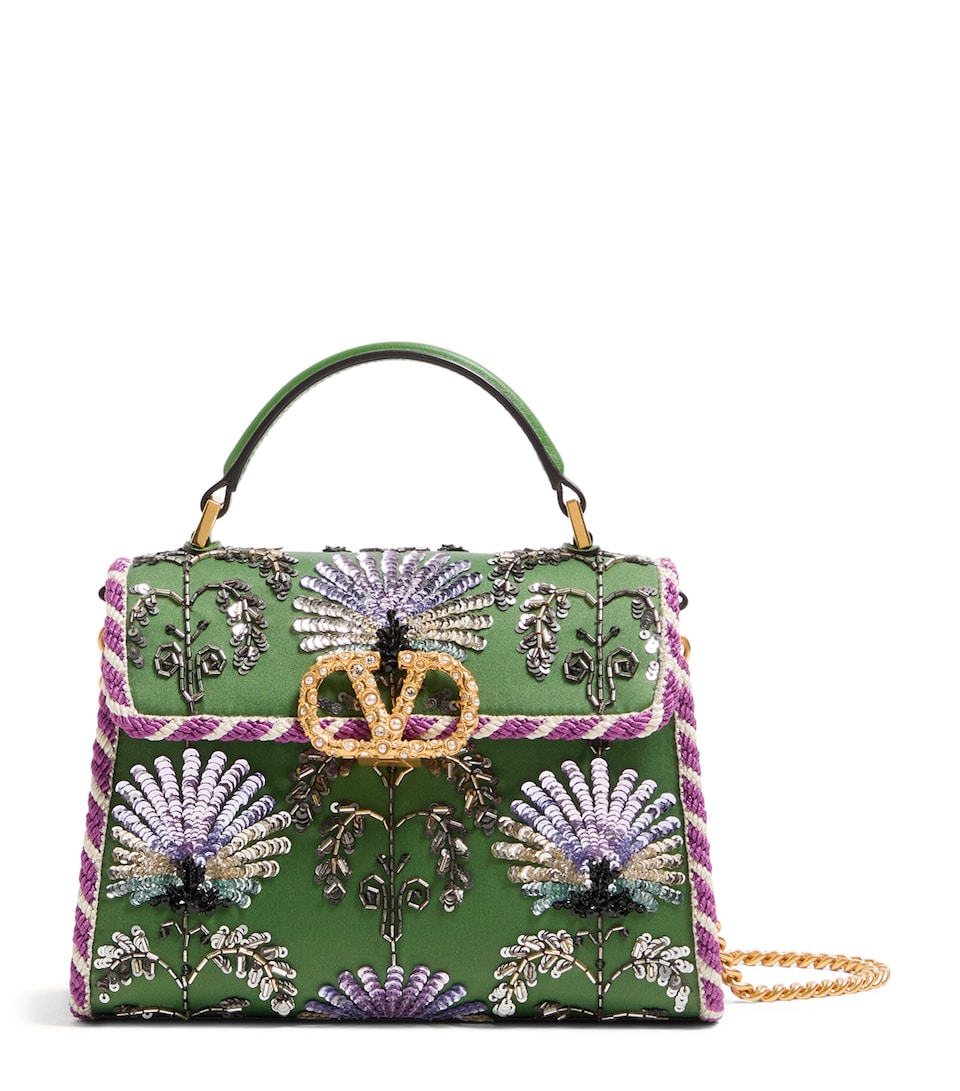 Mini Leather Embellished Top-Handle Bag
