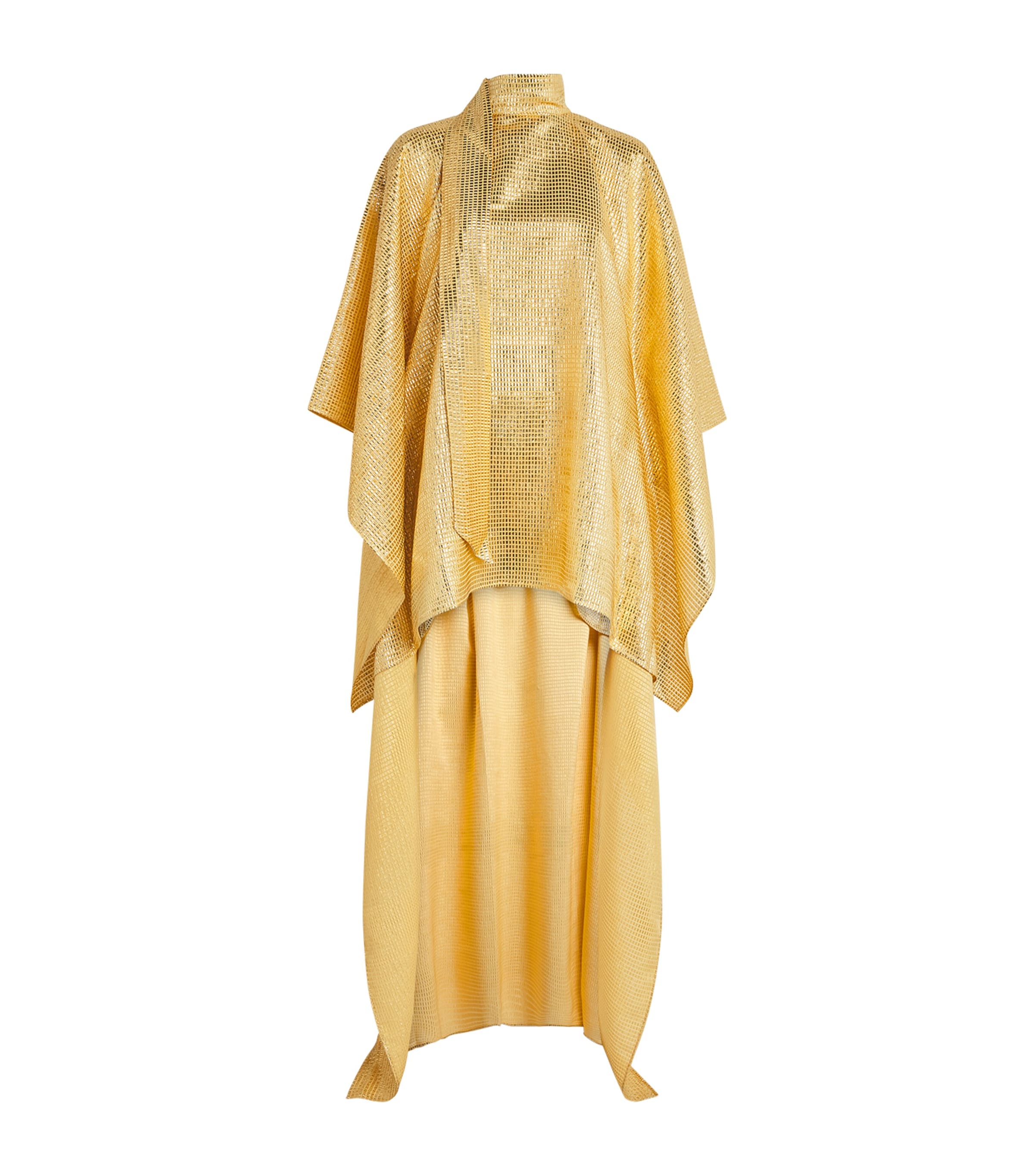 Taller Marmo Womens Silk-Blend Denver Sunrise Kaftan Dress Antique Gold