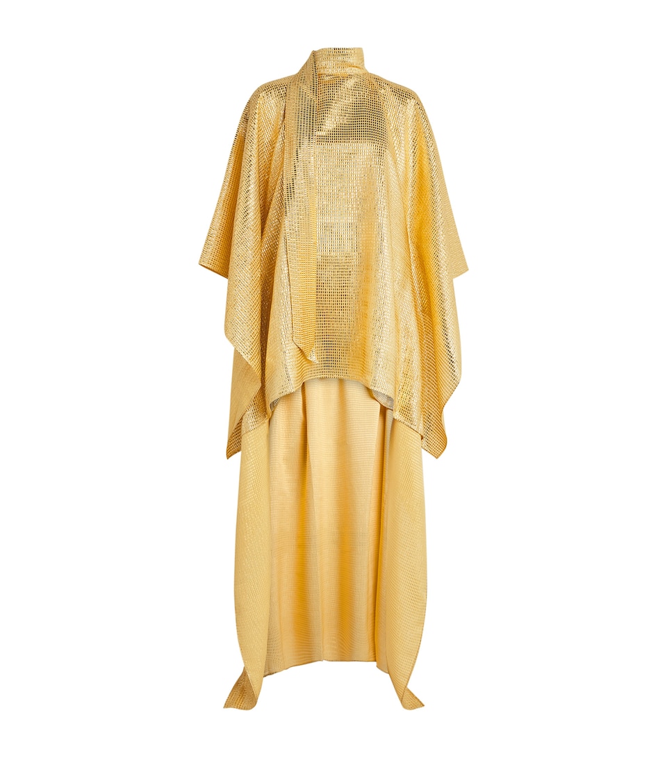 Taller Marmo Womens Silk-Blend Denver Sunrise Kaftan Dress Antique Gold