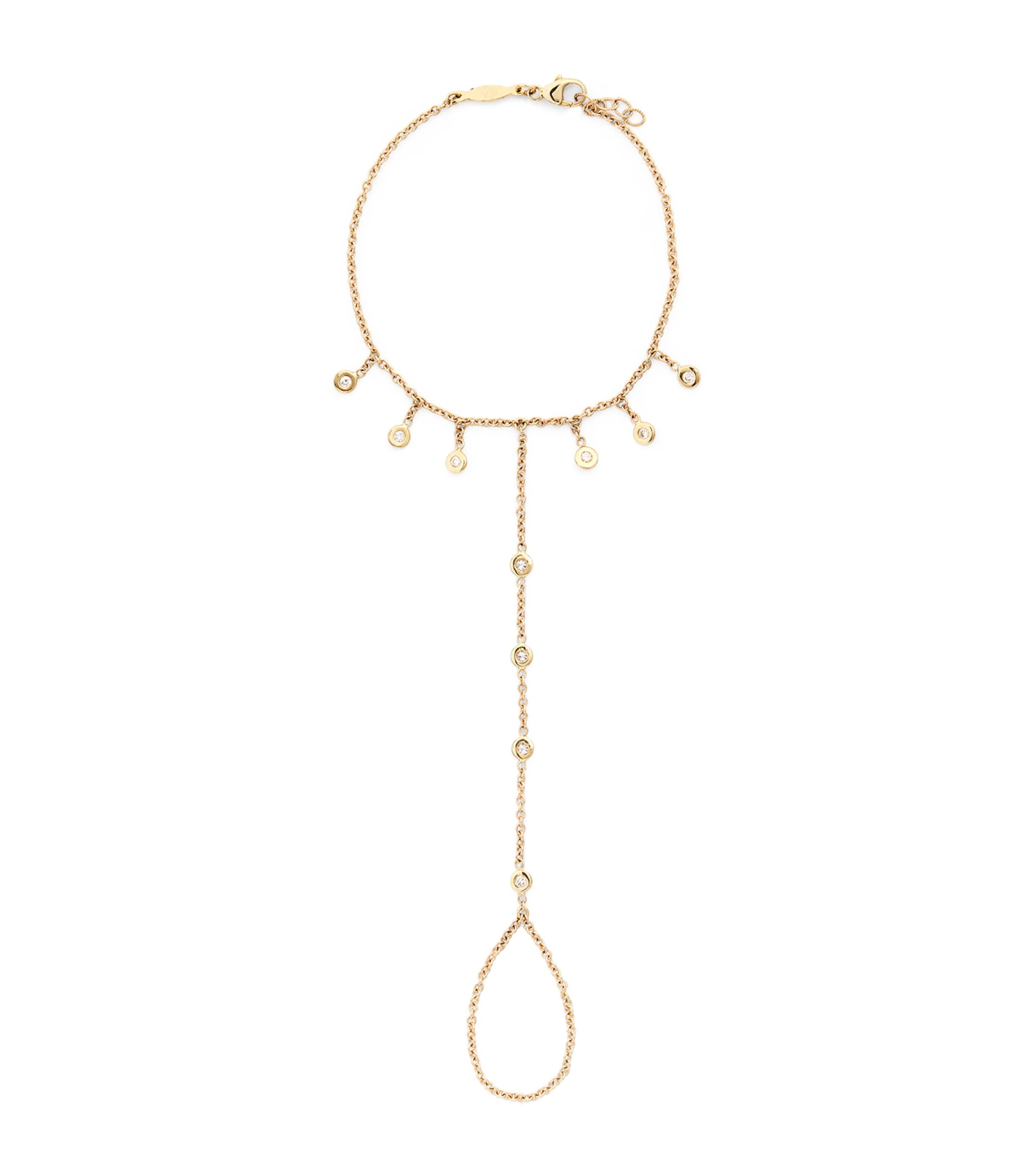 Yellow Gold and Diamond Shaker Finger Bracelet