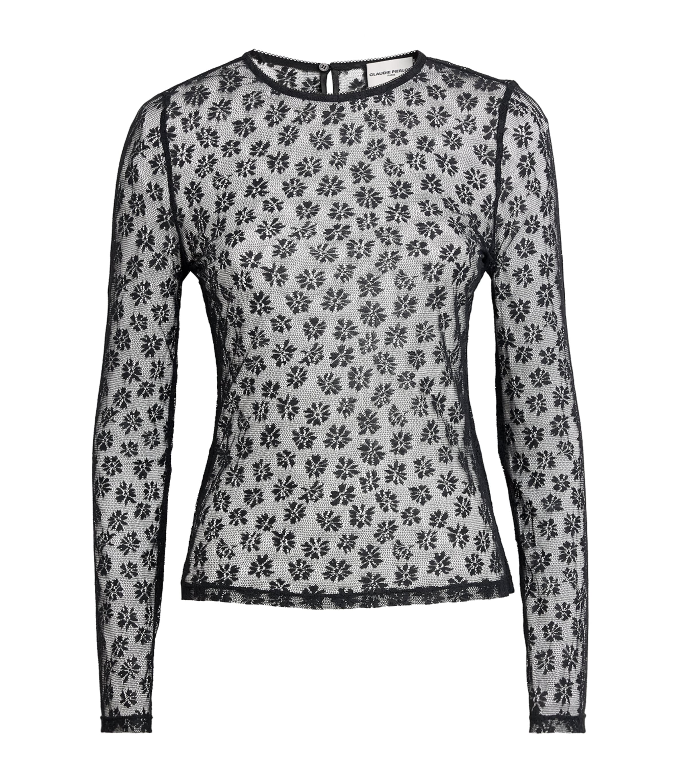Claudie Pierlot Womens Lace Long-Sleeve Top Black