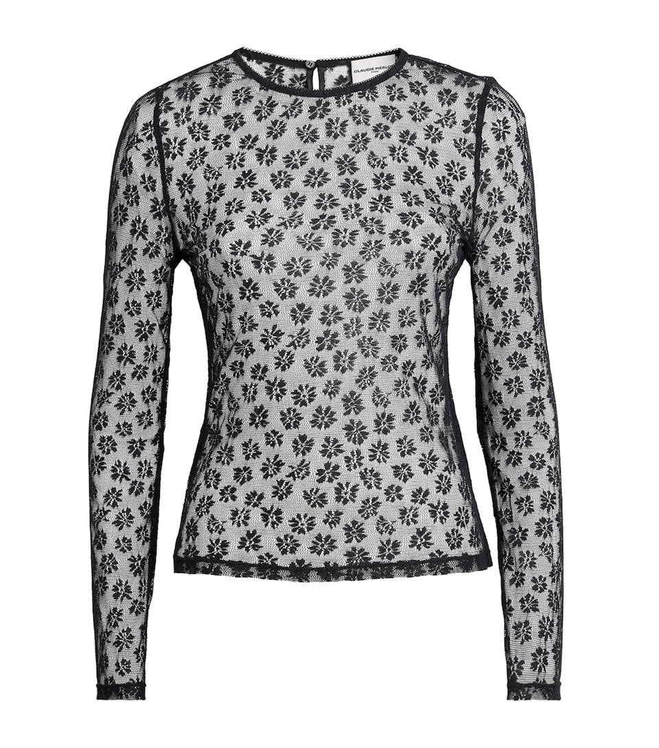 Claudie Pierlot Womens Lace Long-Sleeve Top Black