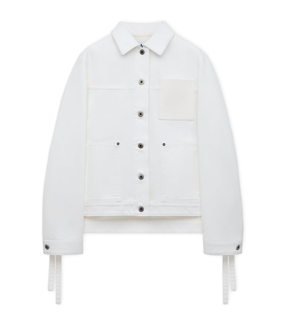 LOEWE Womens x Paula's Ibiza Workwear Side-Tie Denim Jacket White