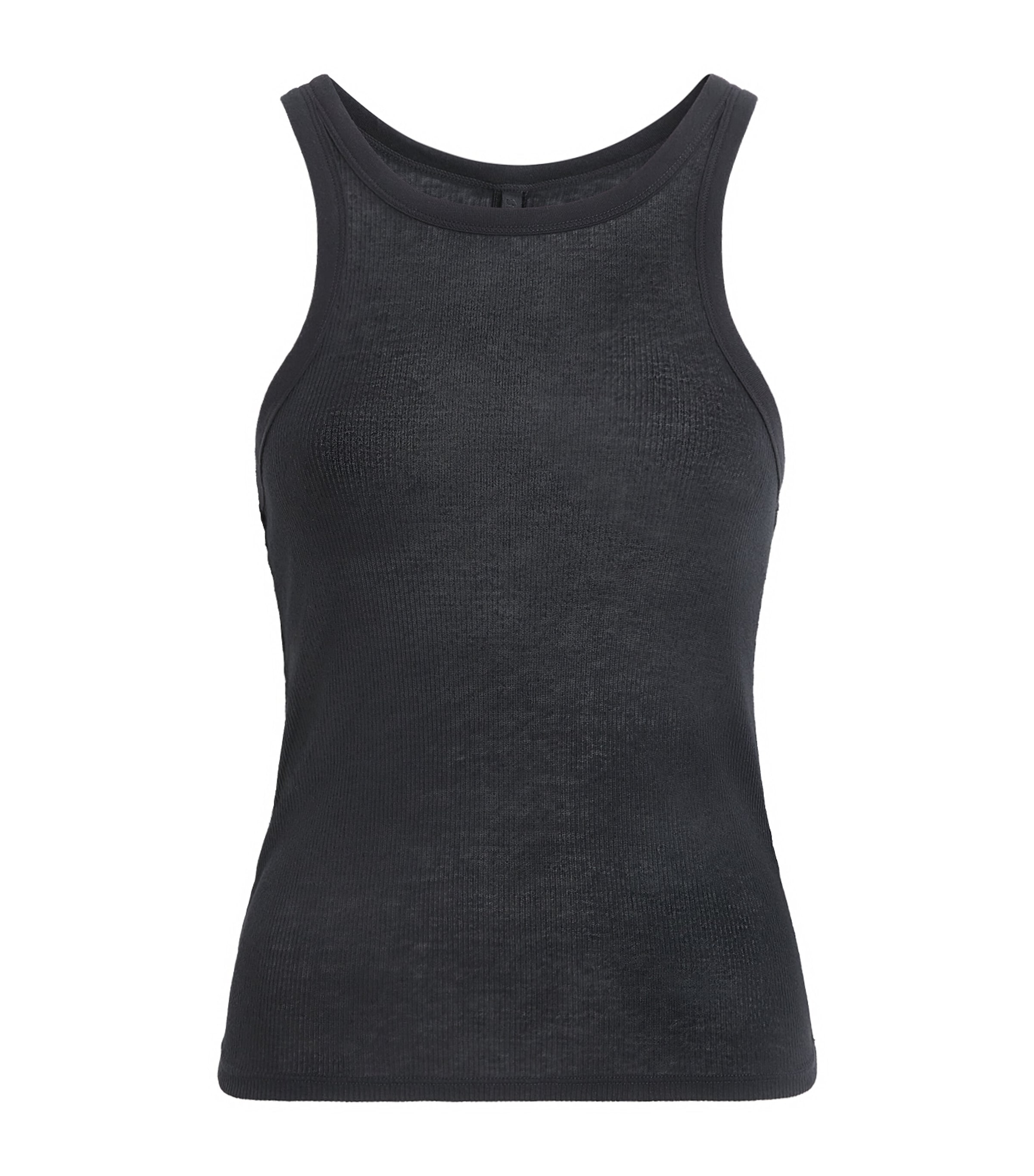 Skims Womens Semi-Sheer Ribbed Tank Top Soot