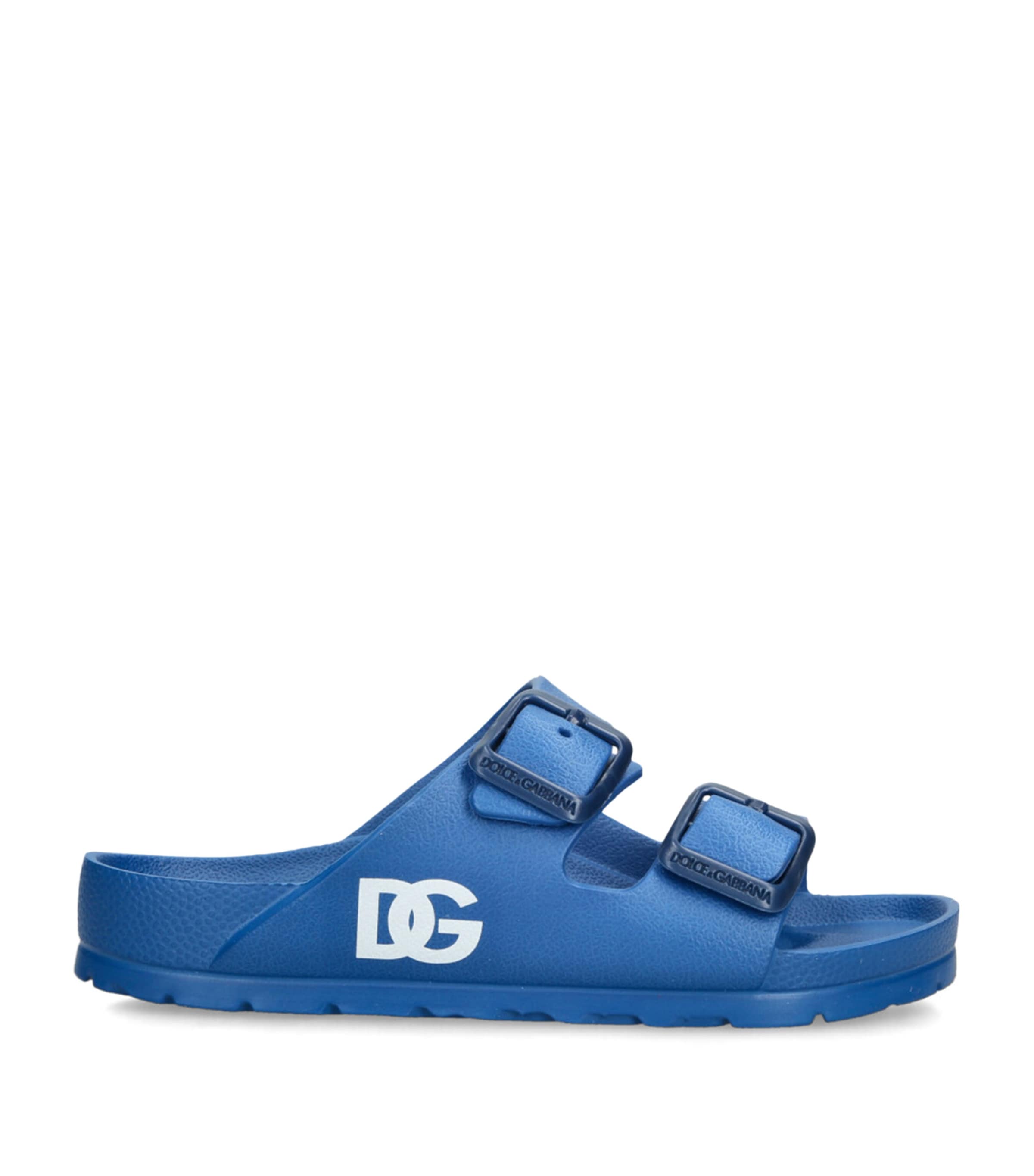 Dolce&Gabbana Kids Logo Buckle Sandals Blue