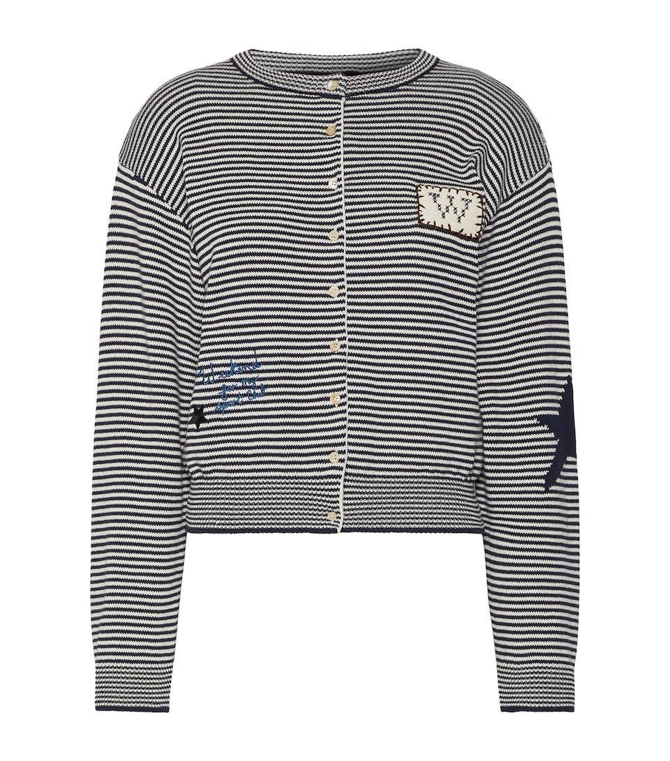 Weekend Max Mara Womens Striped Crew-Neck Cardigan Navy
