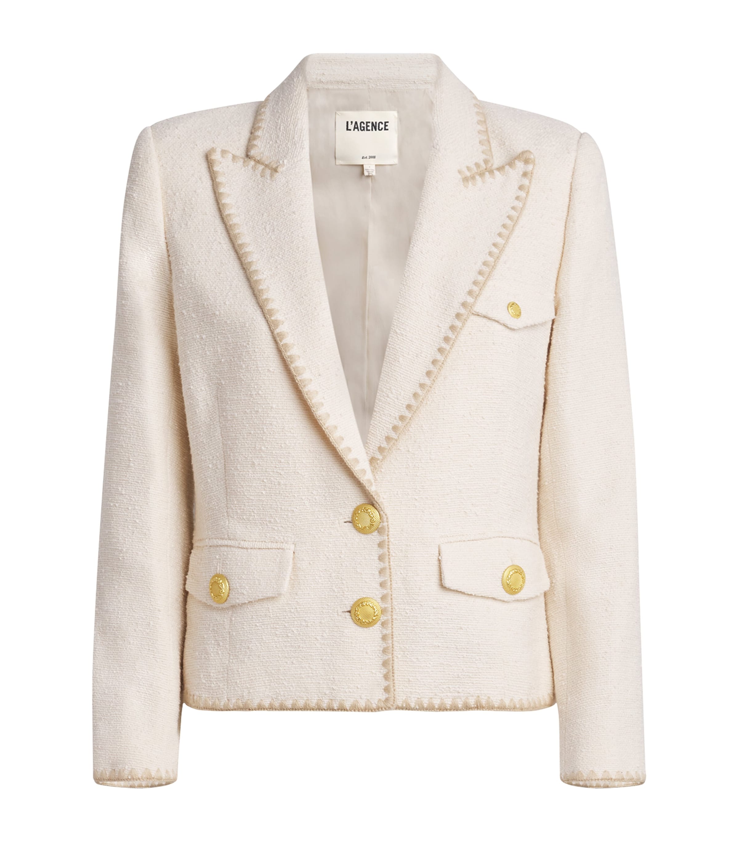L'Agence Womens Tweed Wylla Blazer Ecbi Ecru/biscuit