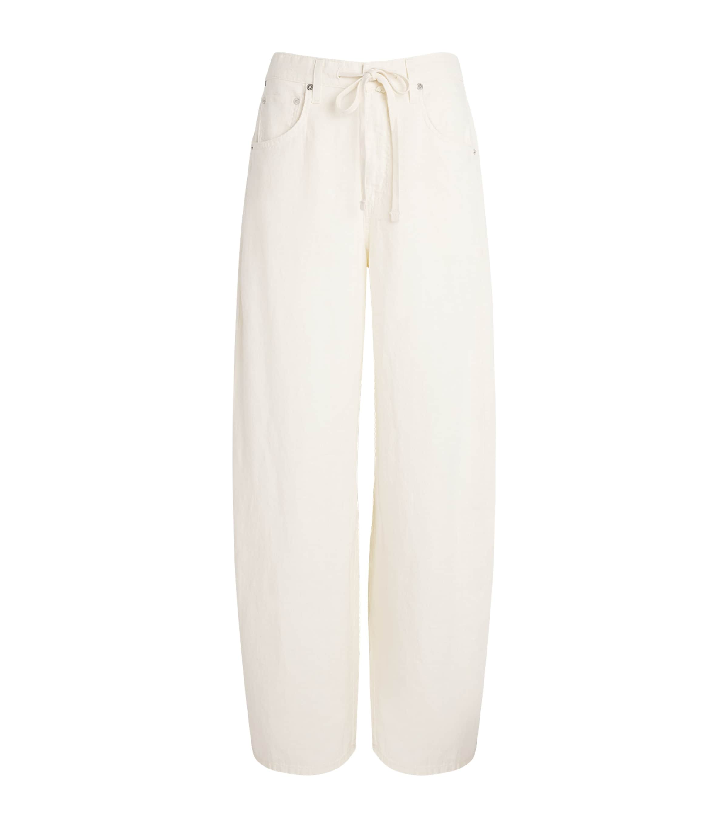 Citizens of Humanity Womens Denim Brynn Drawstring Trousers Vanilla Cream