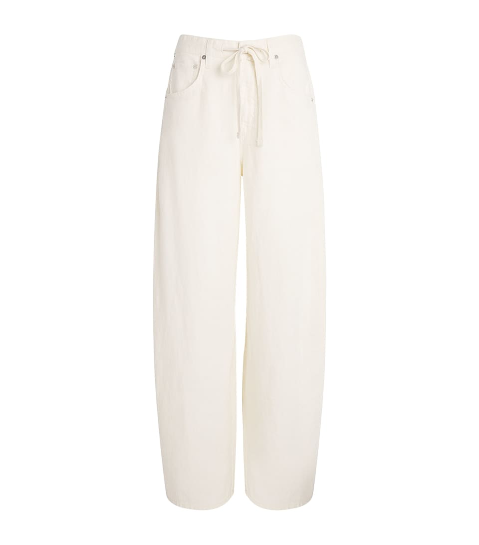 Citizens of Humanity Womens Denim Brynn Drawstring Trousers Vanilla Cream